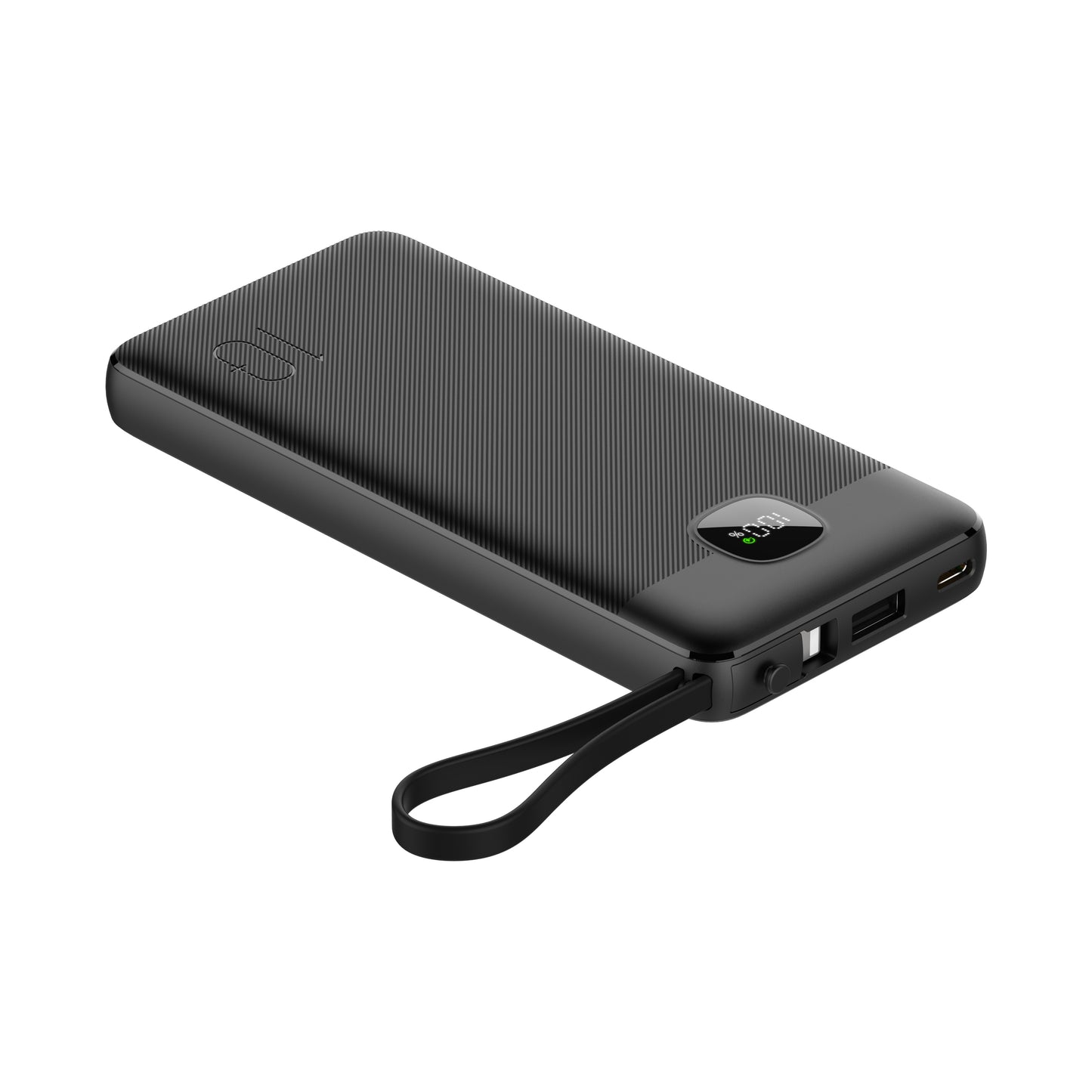 Powerbank 20.000 mAh mit integriertem USB-C-, USB-A- & Lightning-Kabel – Externer Akku mit Display und Schnellladefunktion