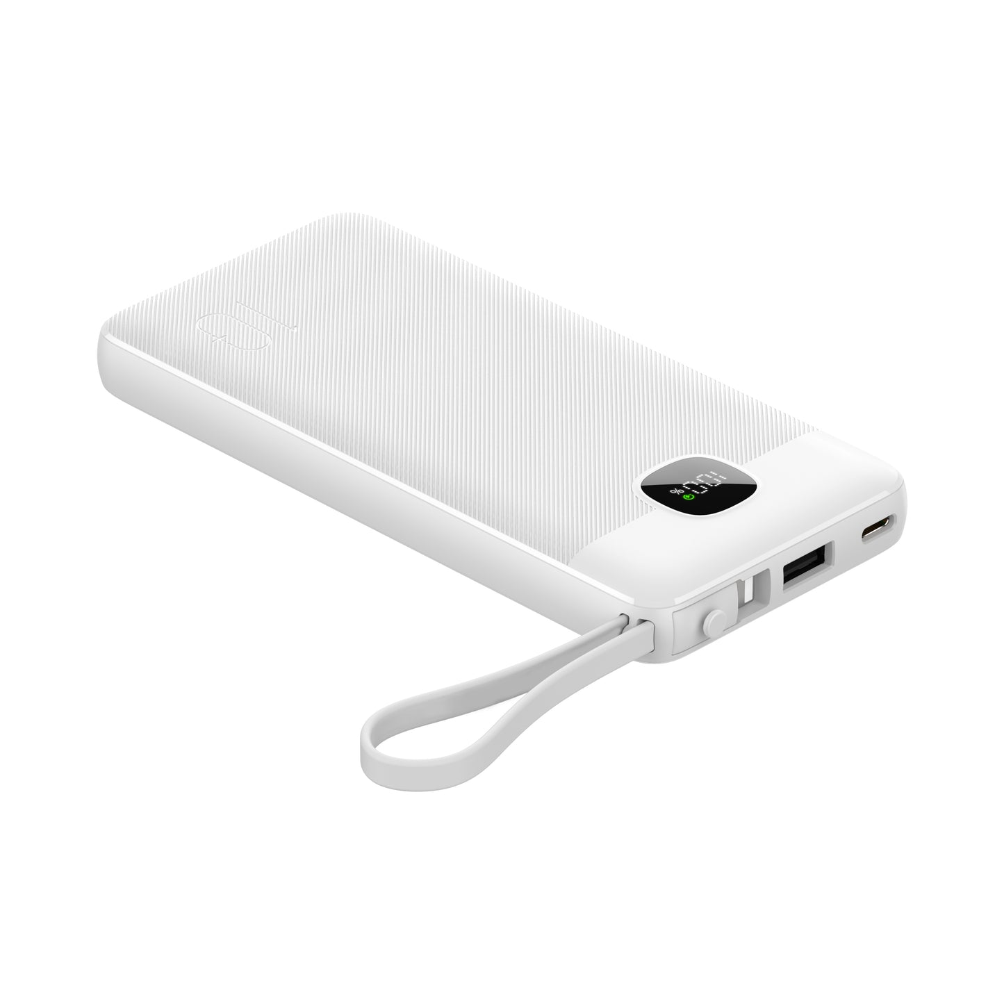 Powerbank 20.000 mAh mit integriertem USB-C-, USB-A- & Lightning-Kabel – Externer Akku mit Display und Schnellladefunktion