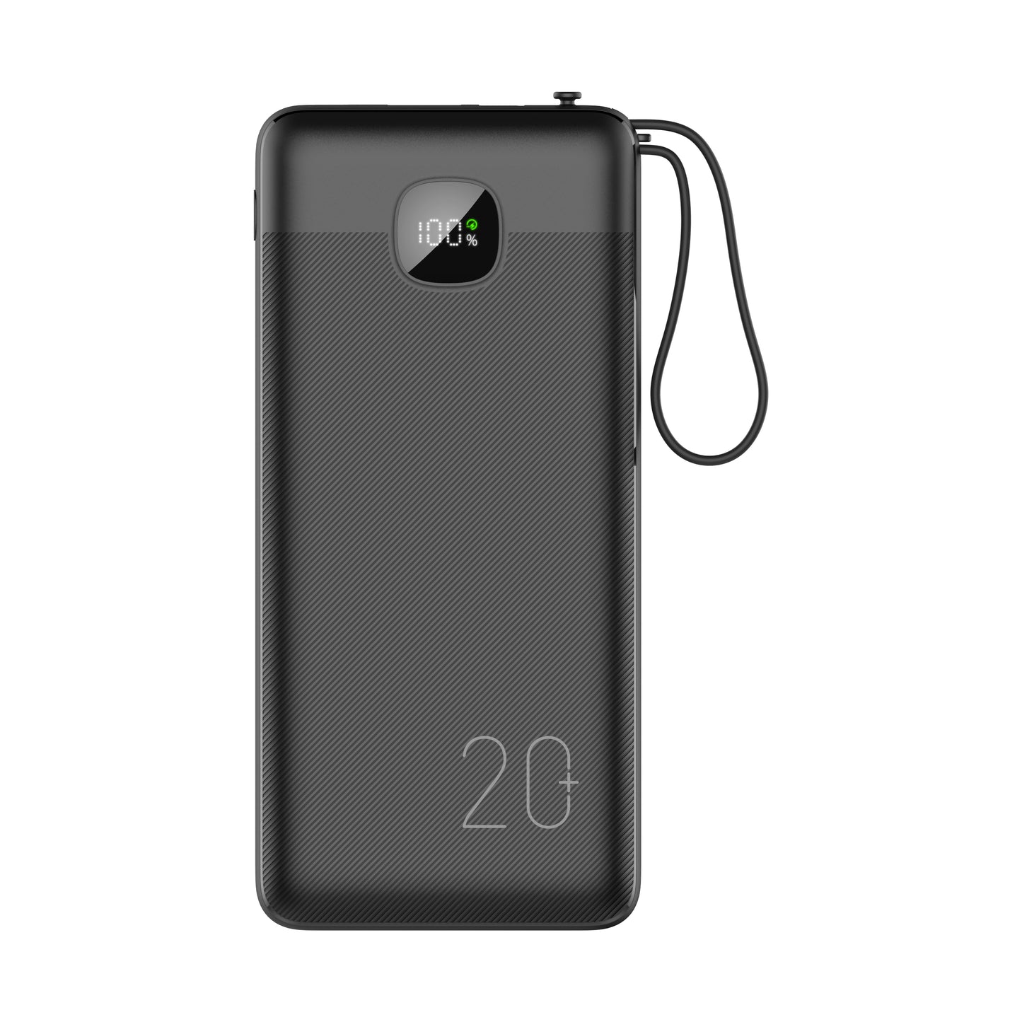 Powerbank 20.000 mAh mit integriertem USB-C-, USB-A- & Lightning-Kabel – Externer Akku mit Display und Schnellladefunktion