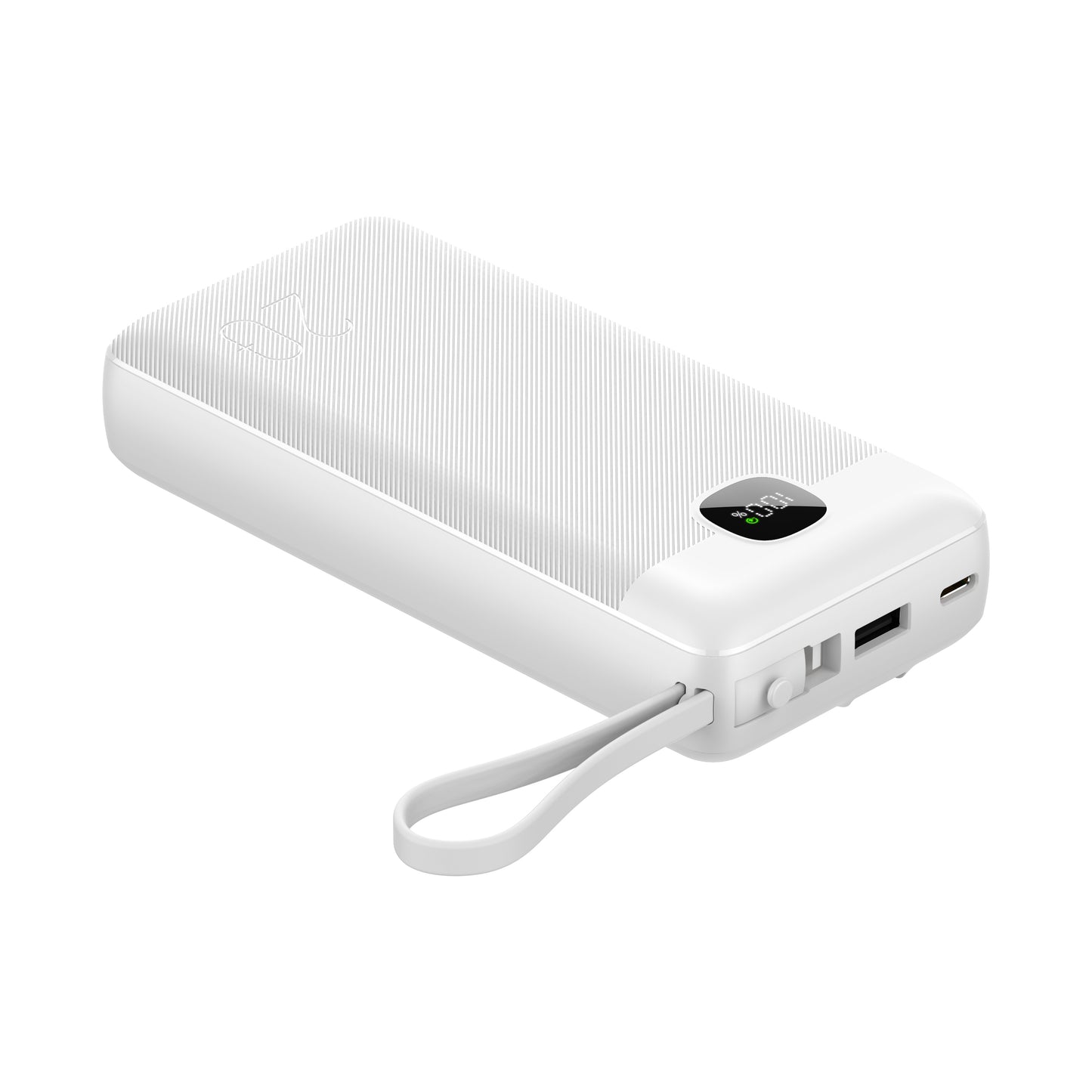Powerbank 20.000 mAh mit integriertem USB-C-, USB-A- & Lightning-Kabel – Externer Akku mit Display und Schnellladefunktion
