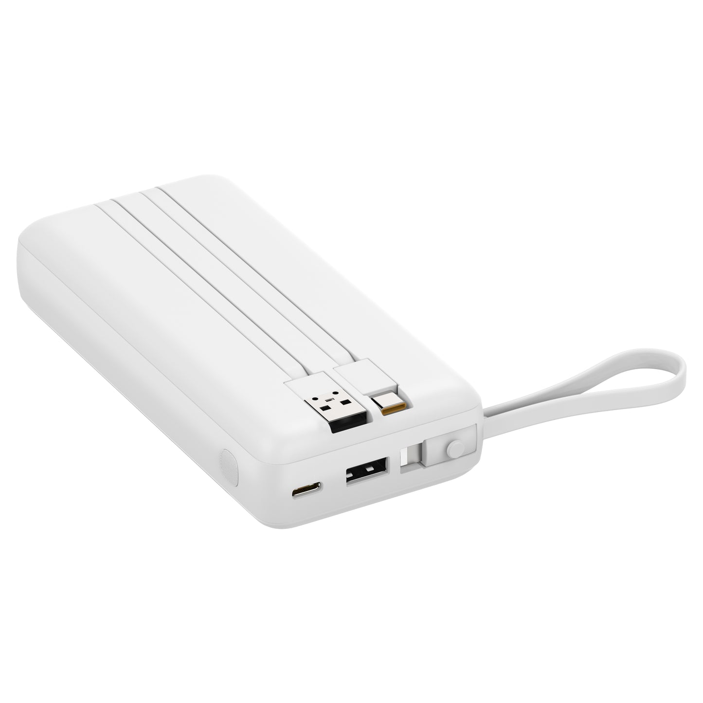 Powerbank 20.000 mAh mit integriertem USB-C-, USB-A- & Lightning-Kabel – Externer Akku mit Display und Schnellladefunktion