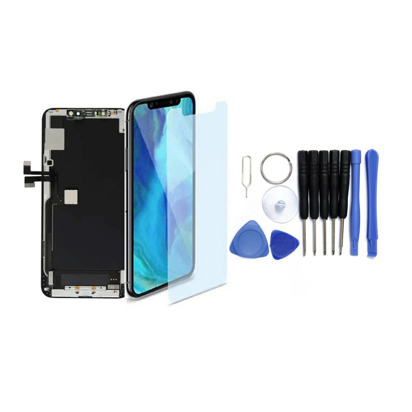 Display für iPhone Ersatzdisplay, Ersatzbildschirm mit 3D Touch, Digitizer & Rahmen – LCD/OLED Display für iPhone   für  16, 15, 14, 13, 12, 11, Pro & Pro Max, optional mit Werkzeugset