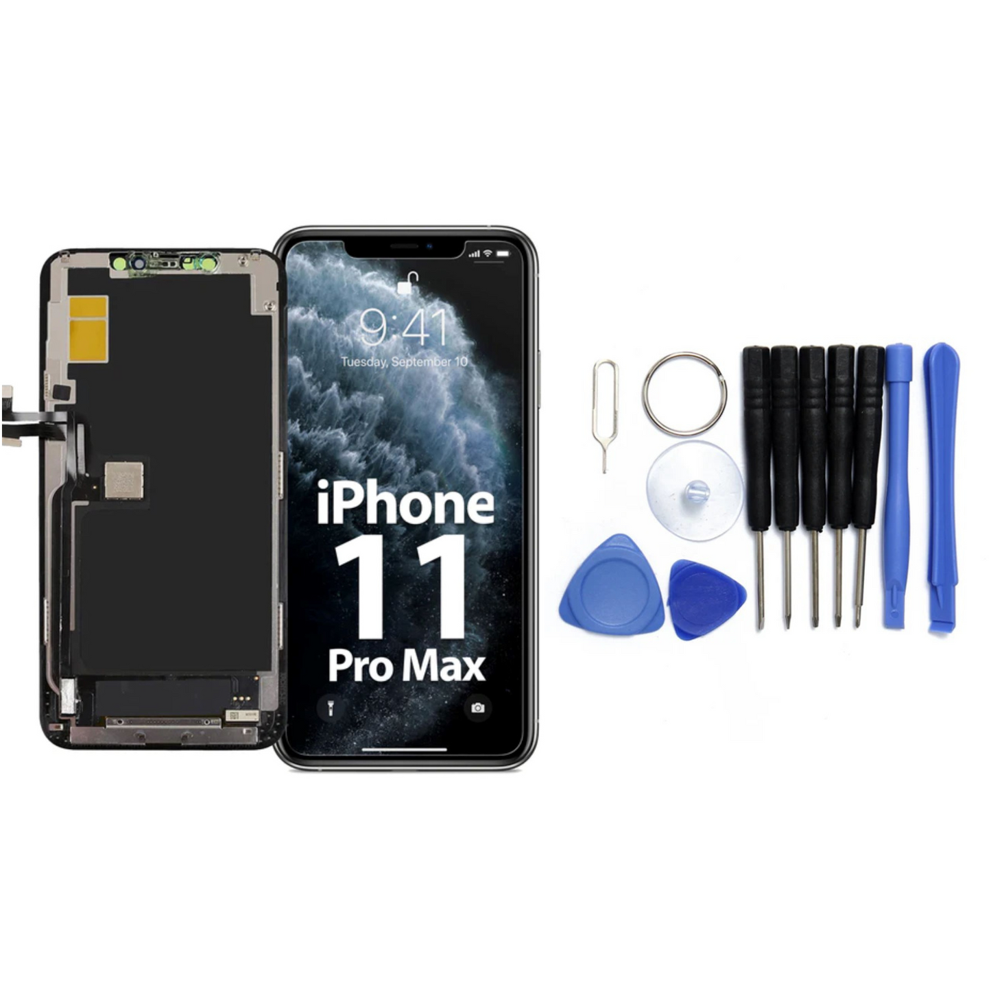 Display für iPhone Ersatzdisplay, Ersatzbildschirm mit 3D Touch, Digitizer & Rahmen – LCD/OLED Display für iPhone   für  16, 15, 14, 13, 12, 11, Pro & Pro Max, optional mit Werkzeugset