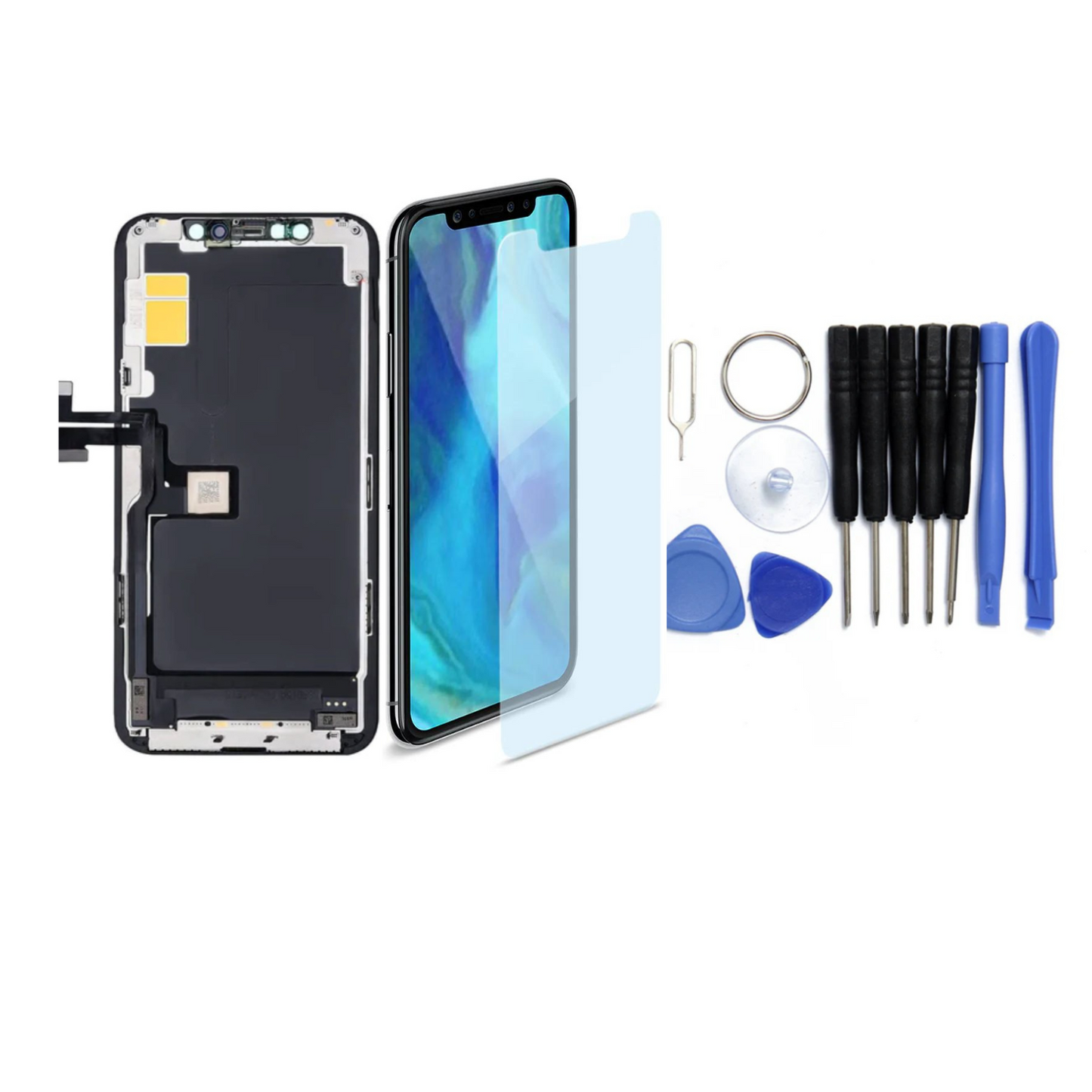Display für iPhone Ersatzdisplay, Ersatzbildschirm mit 3D Touch, Digitizer & Rahmen – LCD/OLED Display für iPhone   für  16, 15, 14, 13, 12, 11, Pro & Pro Max, optional mit Werkzeugset