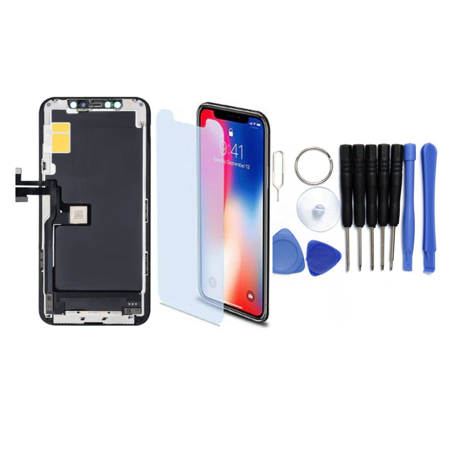 Display für iPhone Ersatzdisplay, Ersatzbildschirm mit 3D Touch, Digitizer & Rahmen – LCD/OLED Display für iPhone   für  16, 15, 14, 13, 12, 11, Pro & Pro Max, optional mit Werkzeugset