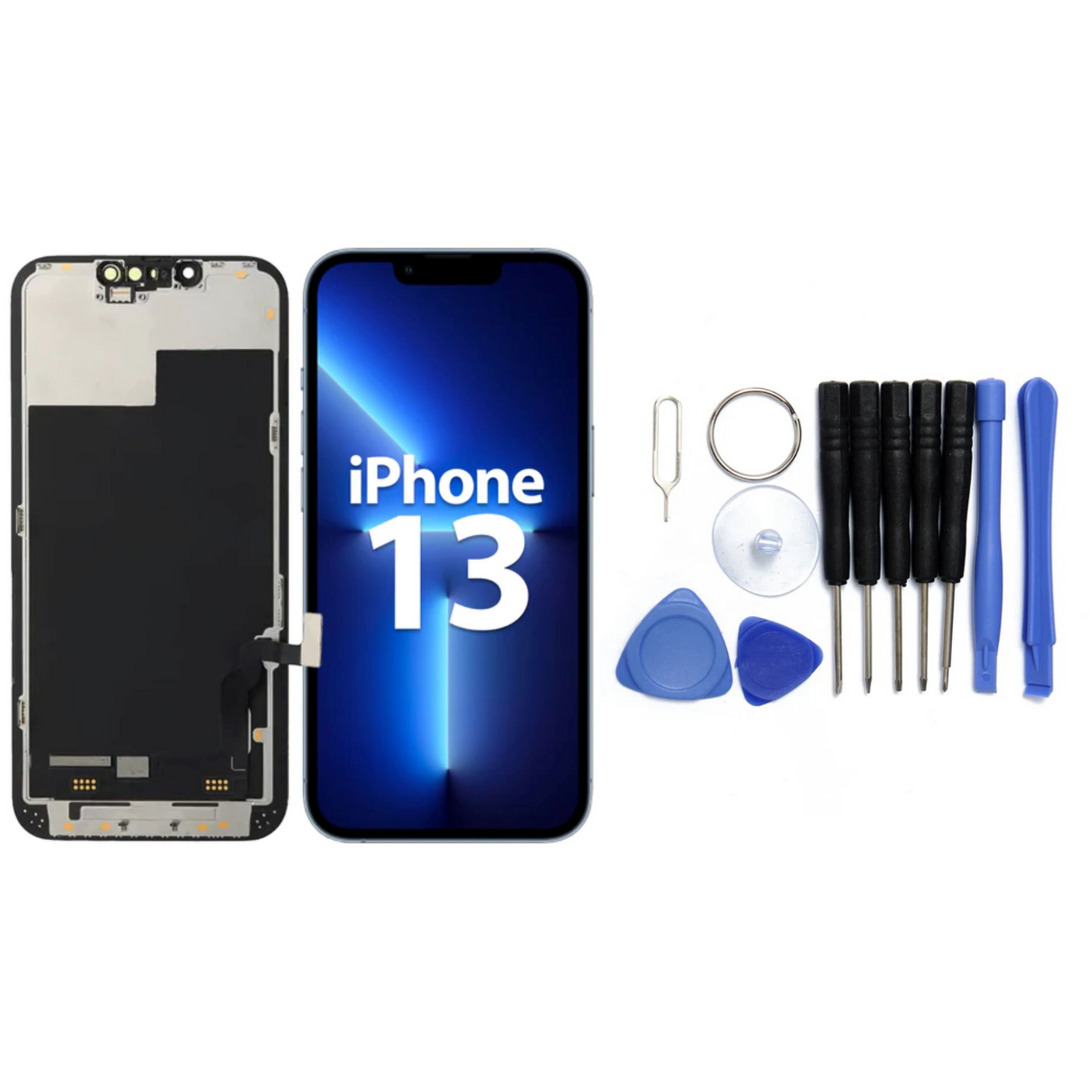 Display für iPhone Ersatzdisplay, Ersatzbildschirm mit 3D Touch, Digitizer & Rahmen – LCD/OLED Display für iPhone   für  16, 15, 14, 13, 12, 11, Pro & Pro Max, optional mit Werkzeugset