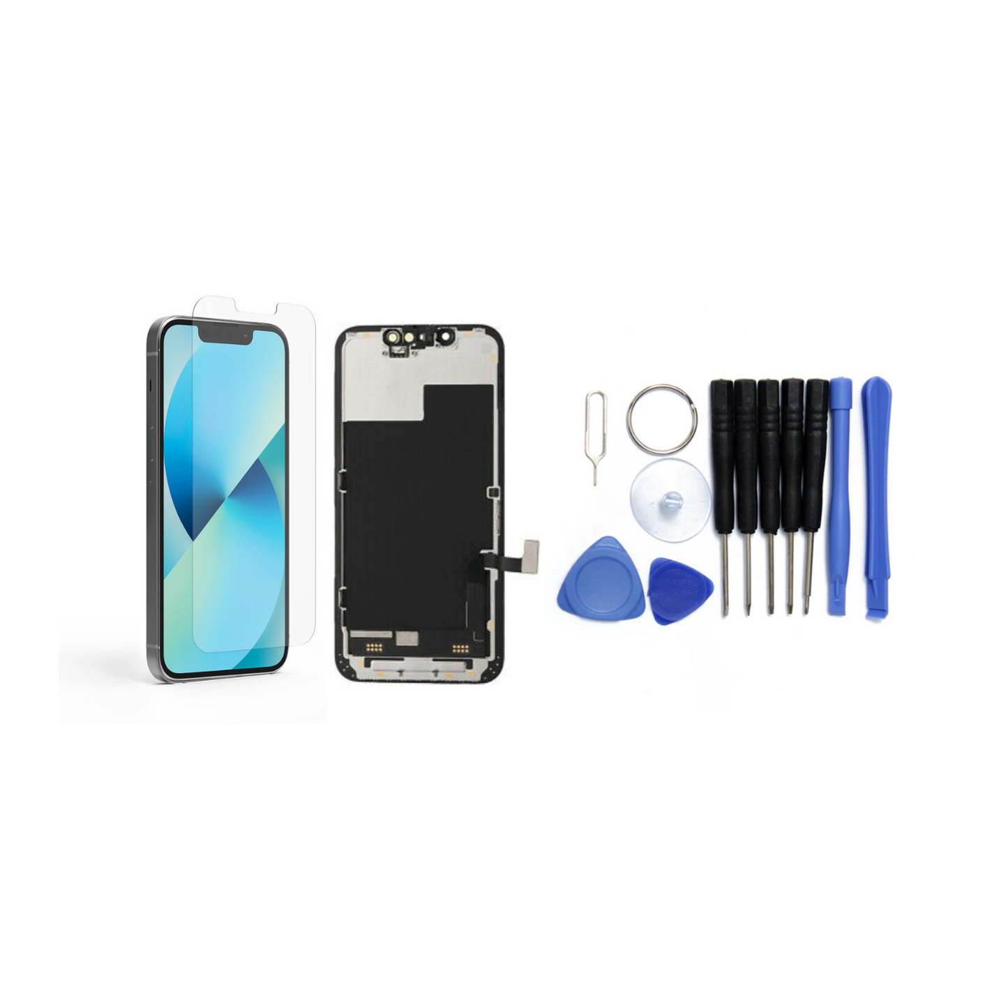 Display für iPhone Ersatzdisplay, Ersatzbildschirm mit 3D Touch, Digitizer & Rahmen – LCD/OLED Display für iPhone   für  16, 15, 14, 13, 12, 11, Pro & Pro Max, optional mit Werkzeugset