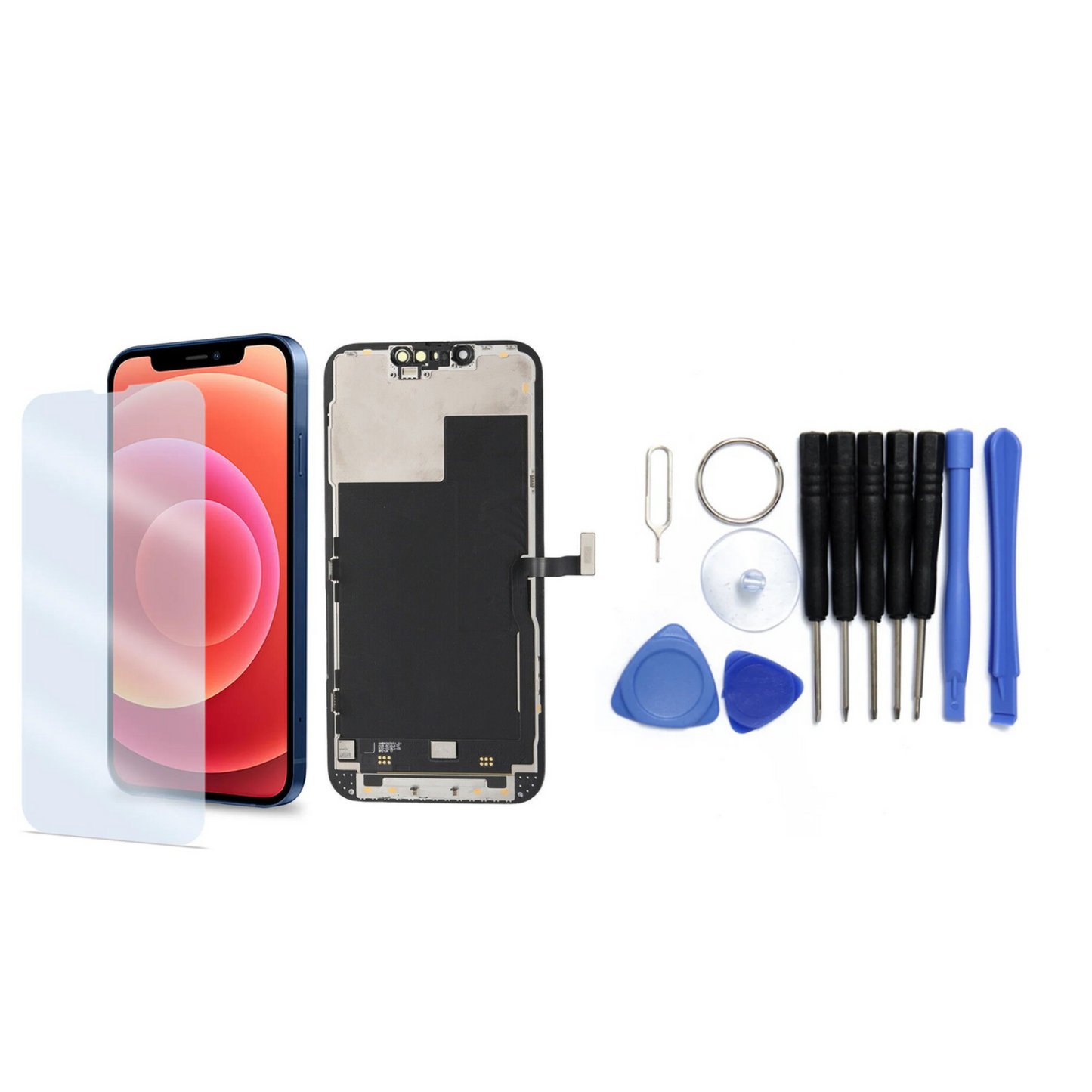 Display für iPhone Ersatzdisplay, Ersatzbildschirm mit 3D Touch, Digitizer & Rahmen – LCD/OLED Display für iPhone   für  16, 15, 14, 13, 12, 11, Pro & Pro Max, optional mit Werkzeugset