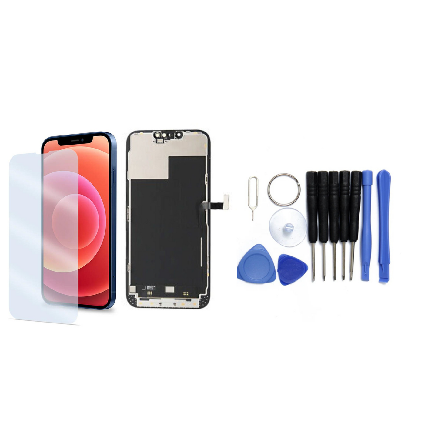 Display für iPhone Ersatzdisplay, Ersatzbildschirm mit 3D Touch, Digitizer & Rahmen – LCD/OLED Display für iPhone   für  16, 15, 14, 13, 12, 11, Pro & Pro Max, optional mit Werkzeugset