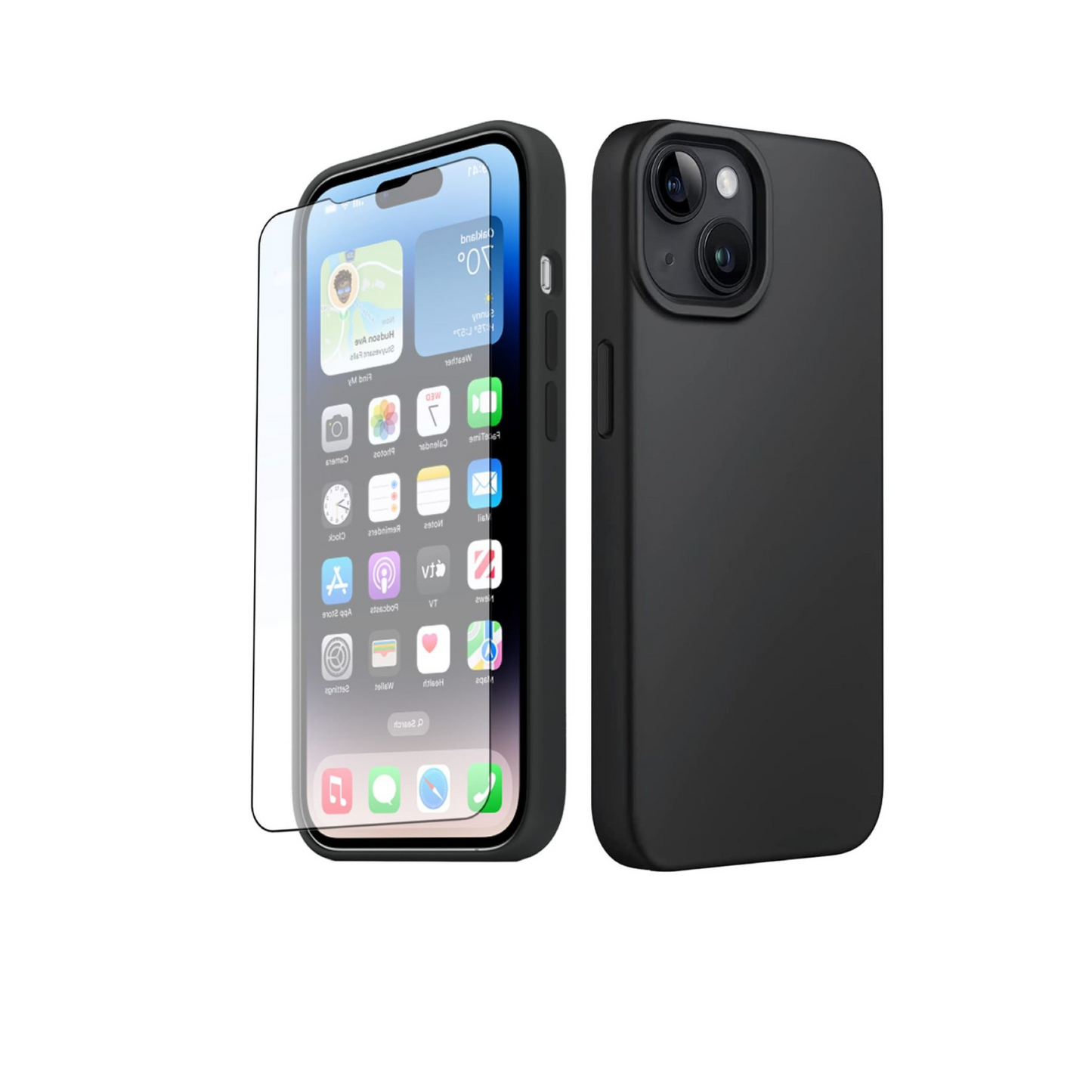 Schwarze iPhone Hülle – Matte Handyhülle, Stoßfestes iPhone Case, Kratzfeste Schutzhülle, Handy Schale mit Displayschutz