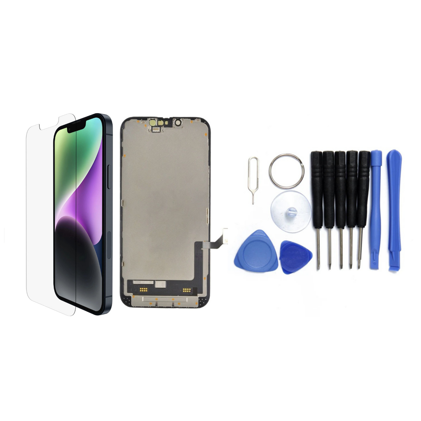 Display für iPhone Ersatzdisplay, Ersatzbildschirm mit 3D Touch, Digitizer & Rahmen – LCD/OLED Display für iPhone   für  16, 15, 14, 13, 12, 11, Pro & Pro Max, optional mit Werkzeugset