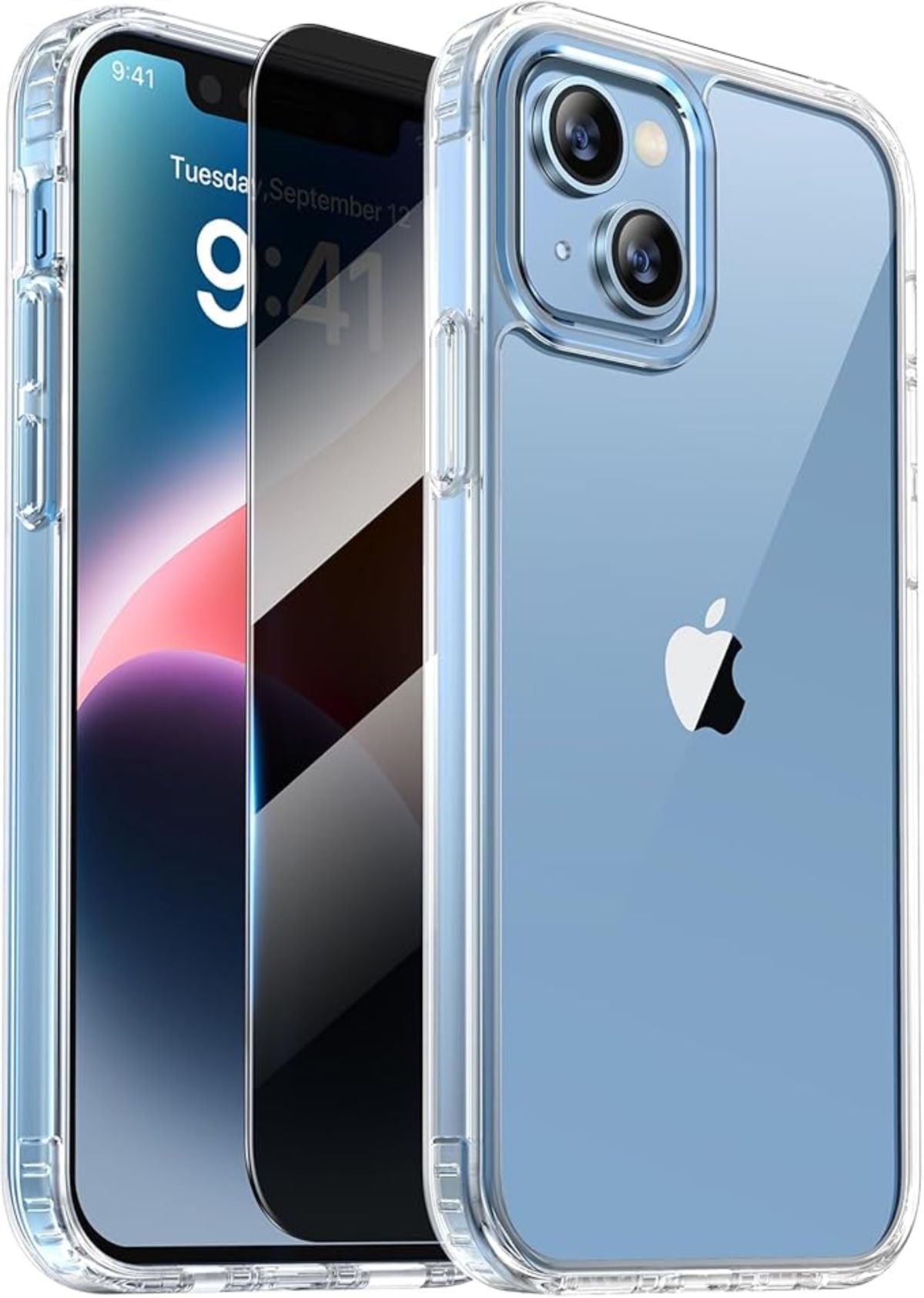 Hülle für iPhone Handyhülle Transparent, durchsichtig Schutzhülle, iPhone Clear Case, Stoßfest, Kratzfest mit Displayschutz