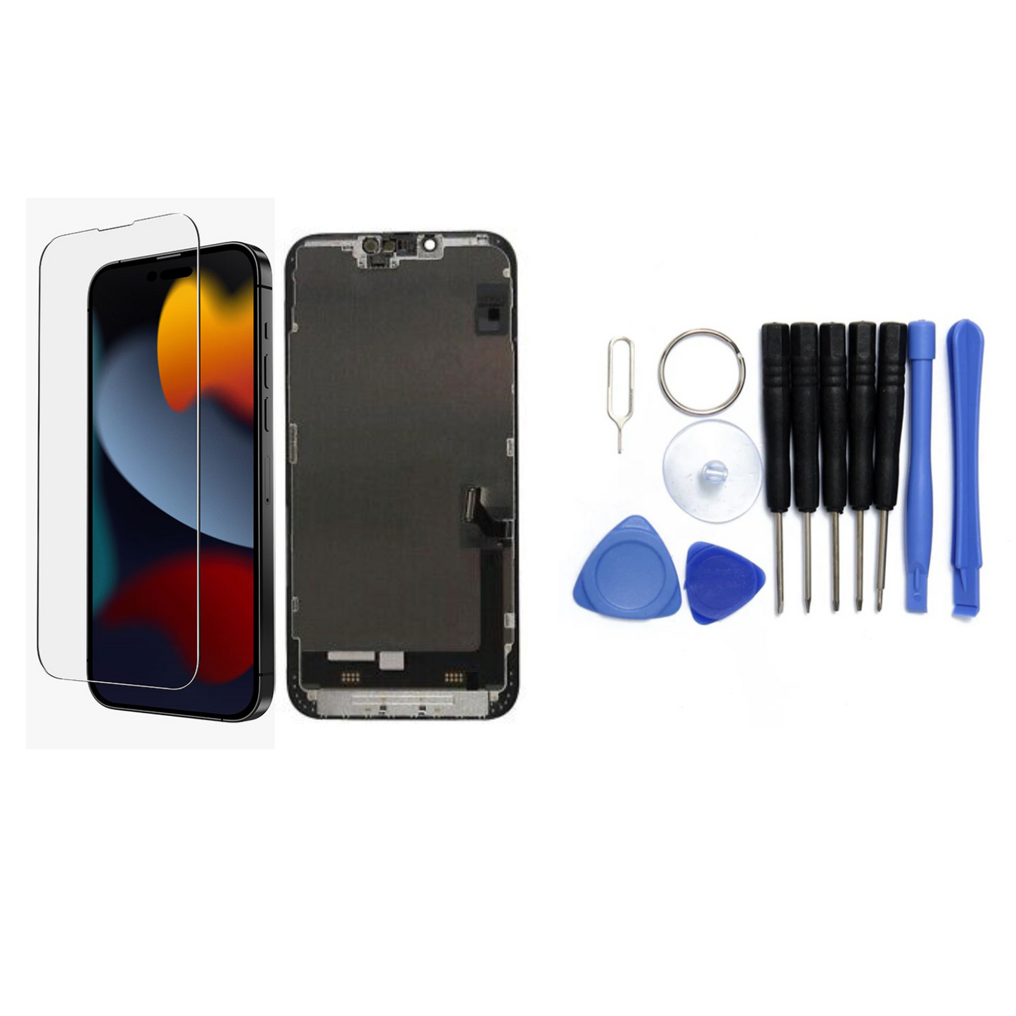 Display für iPhone Ersatzdisplay, Ersatzbildschirm mit 3D Touch, Digitizer & Rahmen – LCD/OLED Display für iPhone   für  16, 15, 14, 13, 12, 11, Pro & Pro Max, optional mit Werkzeugset