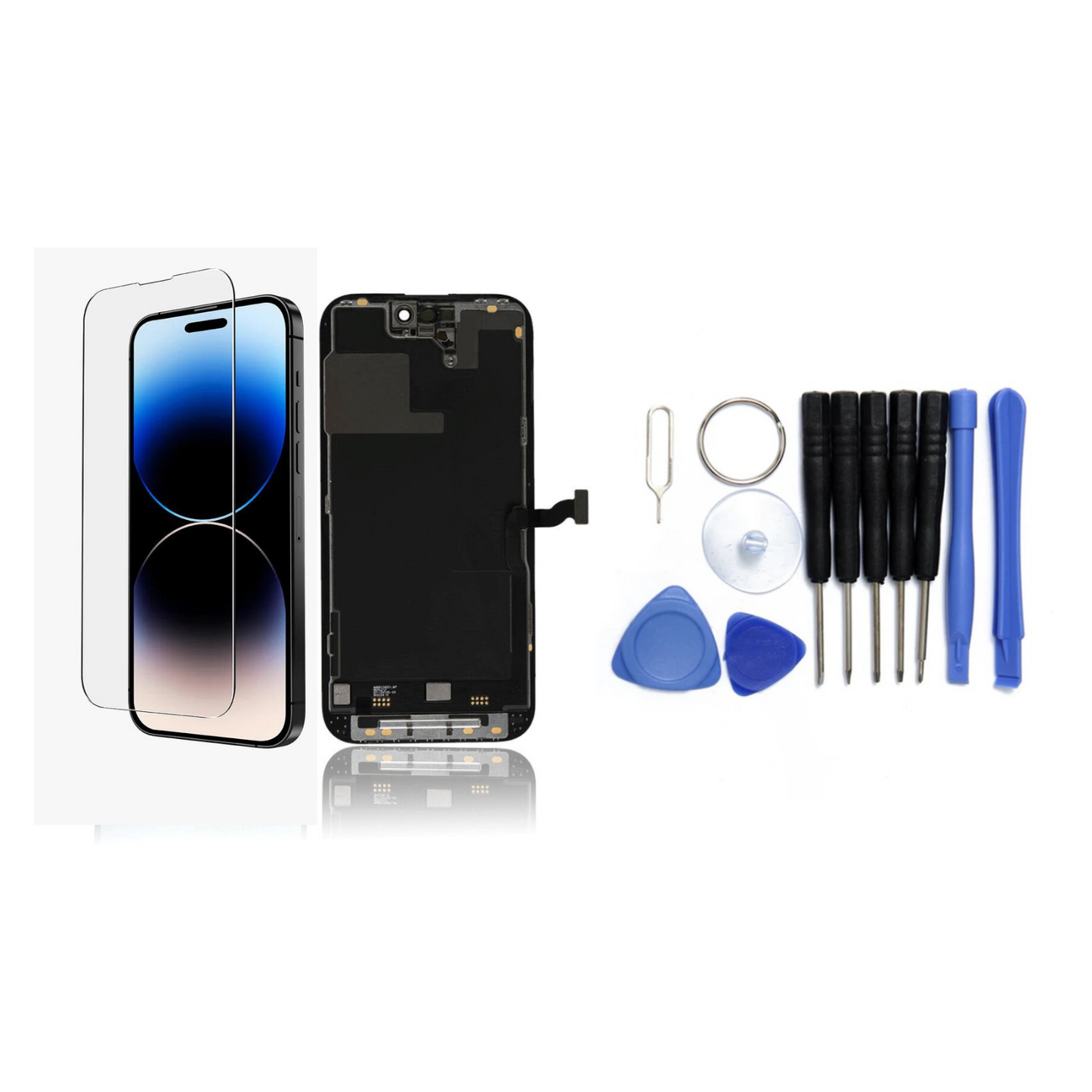 Display für iPhone Ersatzdisplay, Ersatzbildschirm mit 3D Touch, Digitizer & Rahmen – LCD/OLED Display für iPhone   für  16, 15, 14, 13, 12, 11, Pro & Pro Max, optional mit Werkzeugset