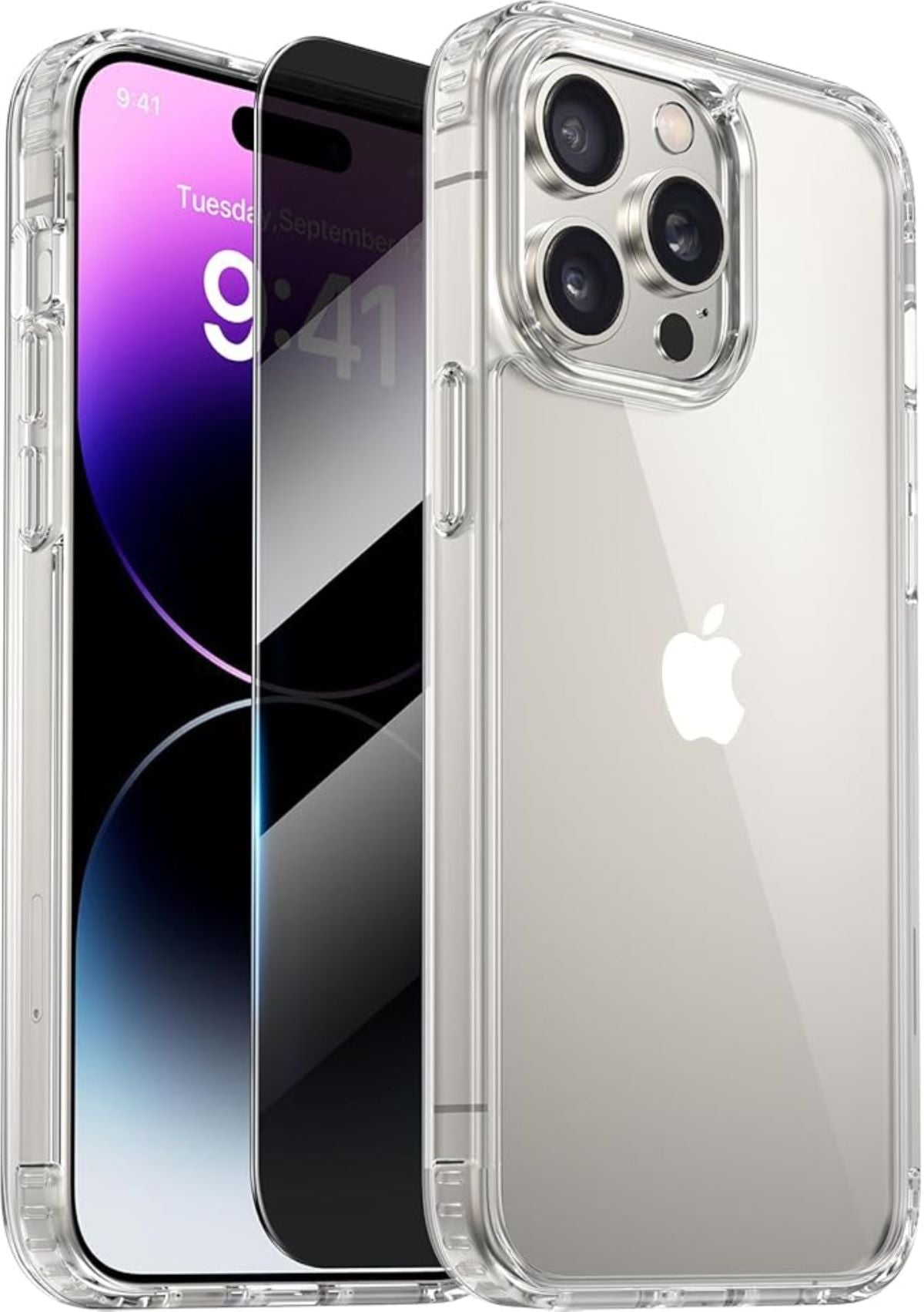 Hülle für iPhone Handyhülle Transparent, durchsichtig Schutzhülle, iPhone Clear Case, Stoßfest, Kratzfest mit Displayschutz