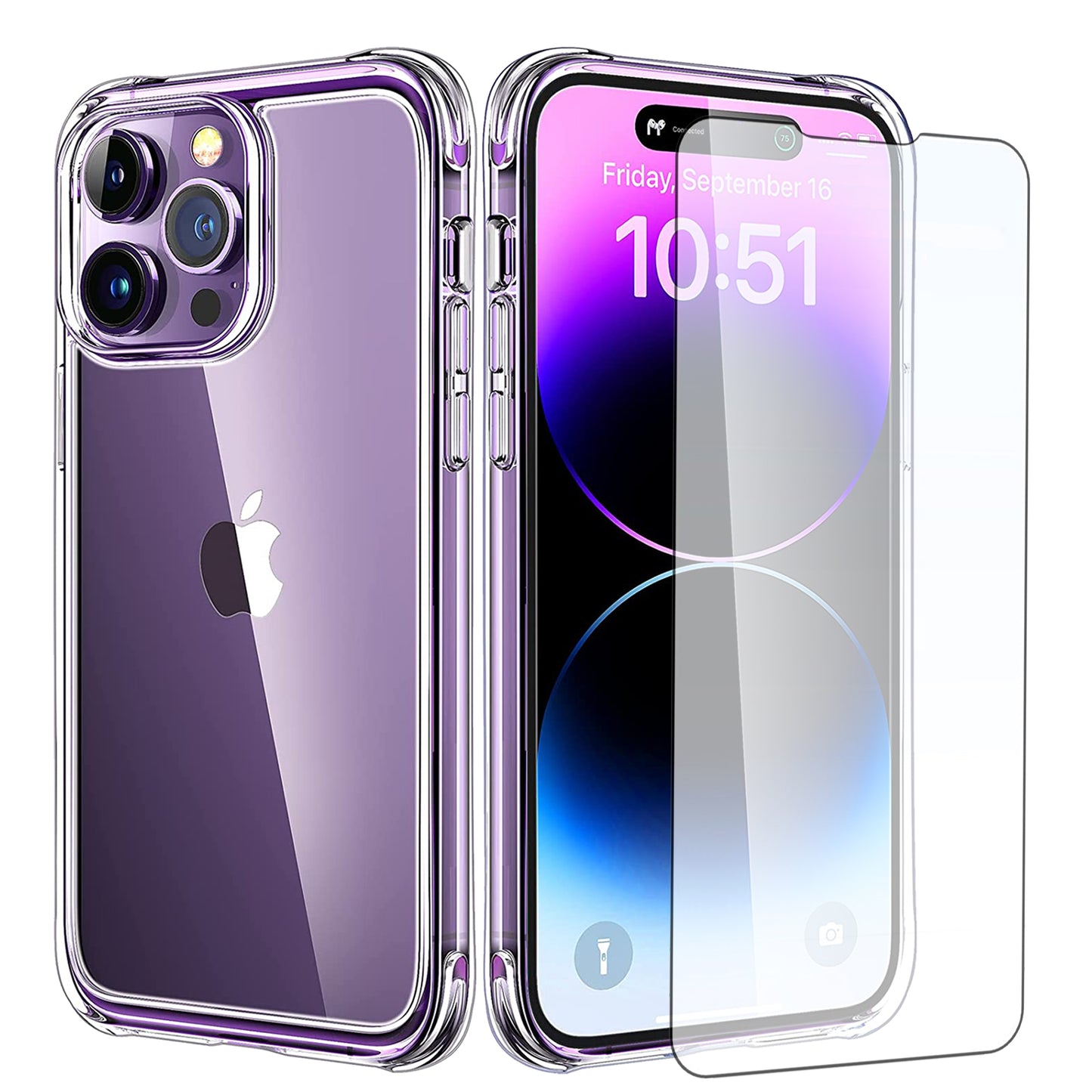 Hülle für iPhone Handyhülle Transparent, durchsichtig Schutzhülle, iPhone Clear Case, Stoßfest, Kratzfest mit Displayschutz