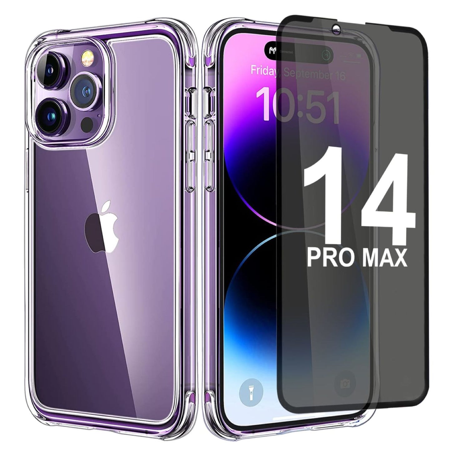 Hülle für iPhone Handyhülle Transparent, durchsichtig Schutzhülle, iPhone Clear Case, Stoßfest, Kratzfest mit Displayschutz
