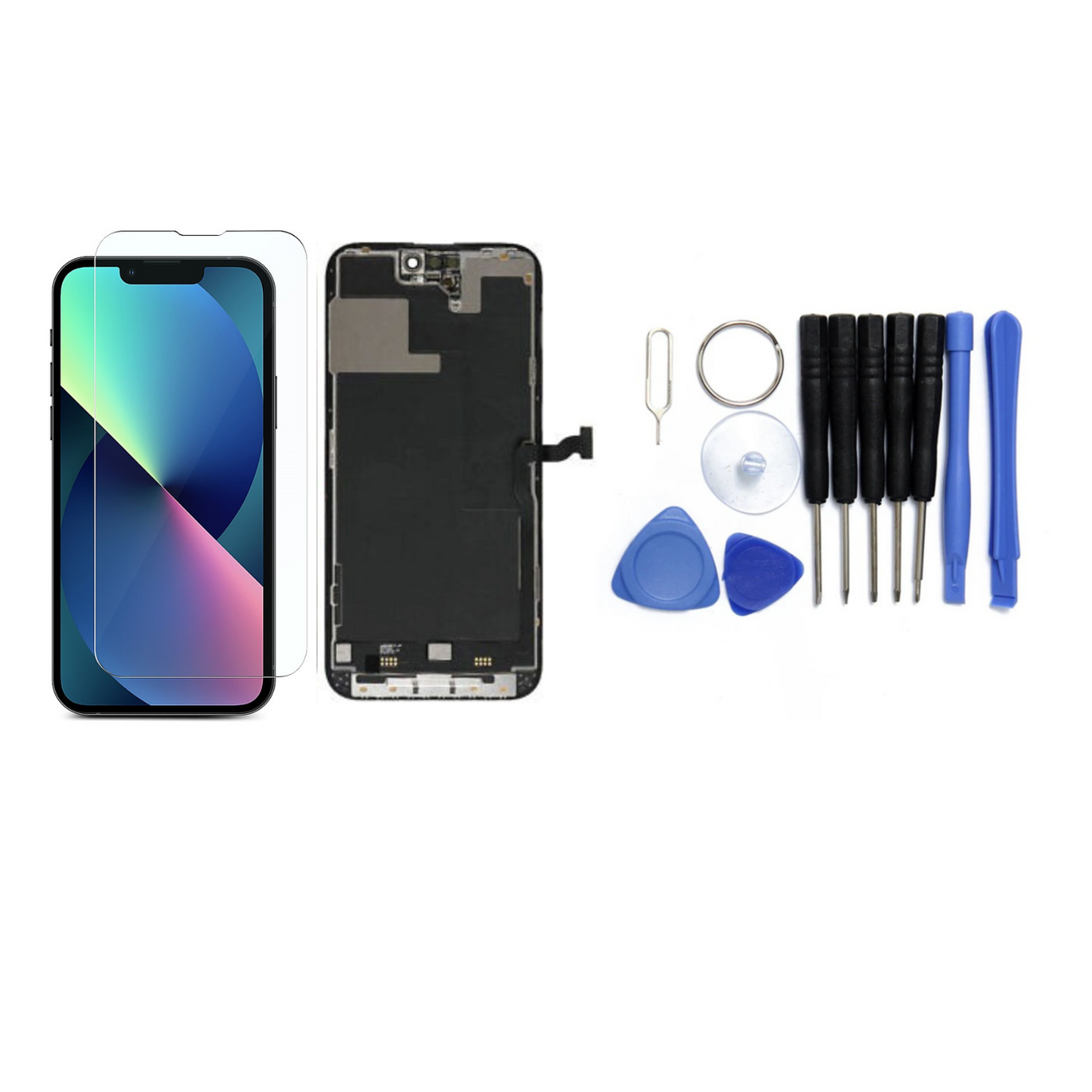 Display für iPhone Ersatzdisplay, Ersatzbildschirm mit 3D Touch, Digitizer & Rahmen – LCD/OLED Display für iPhone   für  16, 15, 14, 13, 12, 11, Pro & Pro Max, optional mit Werkzeugset
