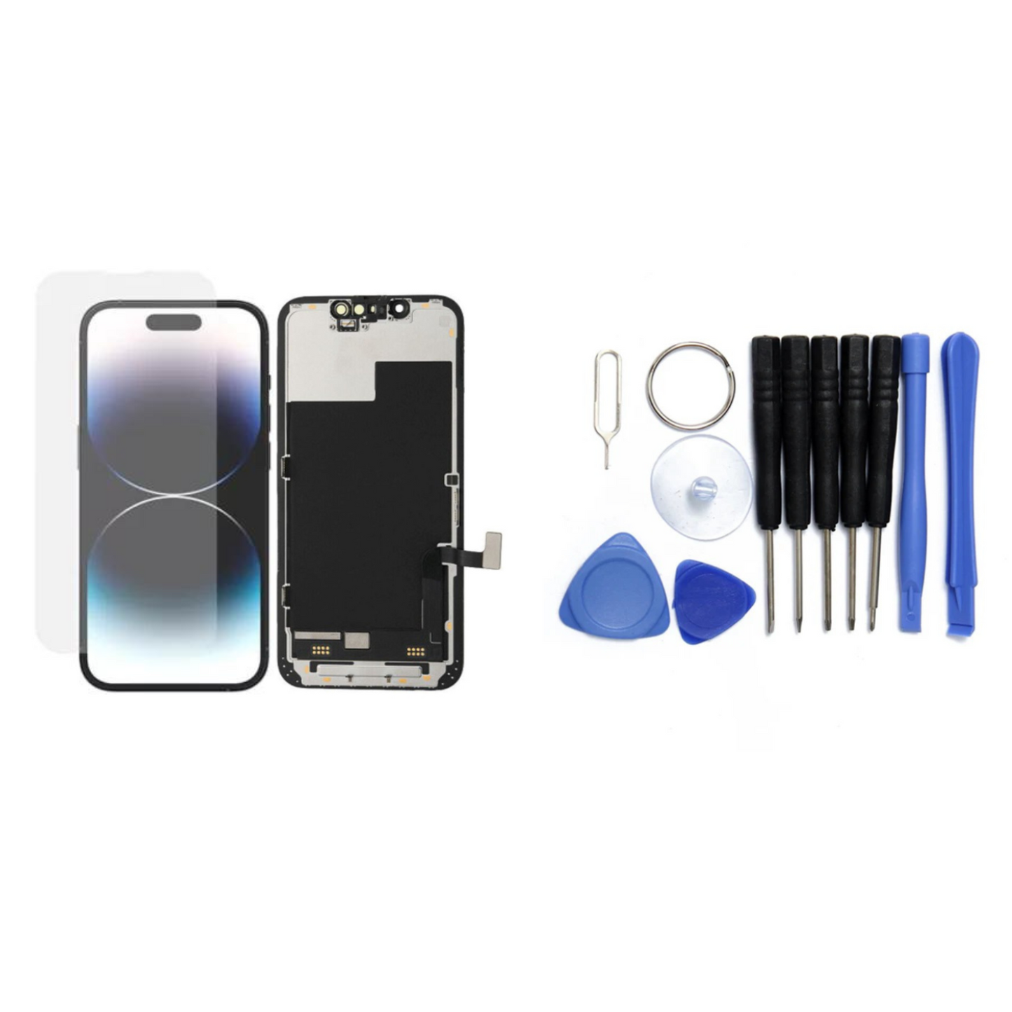 Display für iPhone Ersatzdisplay, Ersatzbildschirm mit 3D Touch, Digitizer & Rahmen – LCD/OLED Display für iPhone   für  16, 15, 14, 13, 12, 11, Pro & Pro Max, optional mit Werkzeugset