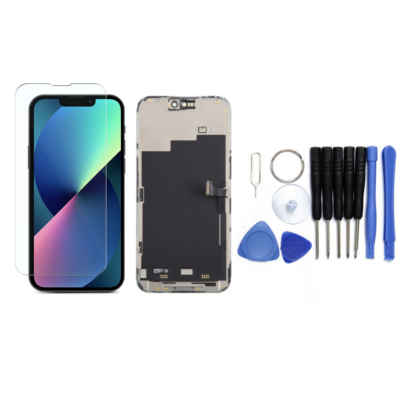 Display für iPhone Ersatzdisplay, Ersatzbildschirm mit 3D Touch, Digitizer & Rahmen – LCD/OLED Display für iPhone   für  16, 15, 14, 13, 12, 11, Pro & Pro Max, optional mit Werkzeugset
