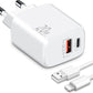 Ladegerät Doppelanschluss  Schnellladegerät USB-C + USB-A , Dual-Port Charger, Schnellladen für iPhone, iPad, Samsung, Google Pixel, Tablet & mehr