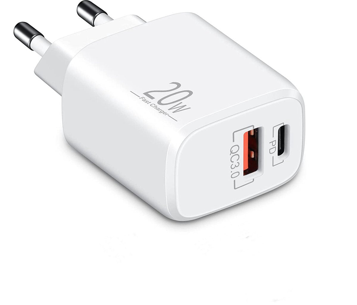 Ladegerät Doppelanschluss  Schnellladegerät USB-C + USB-A , Dual-Port Charger, Schnellladen für iPhone, iPad, Samsung, Google Pixel, Tablet & mehr