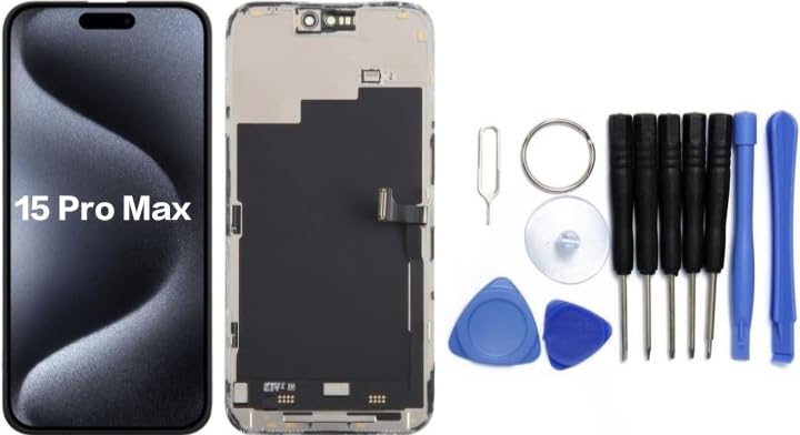 Display für iPhone Ersatzdisplay, Ersatzbildschirm mit 3D Touch, Digitizer & Rahmen – LCD/OLED Display für iPhone   für  16, 15, 14, 13, 12, 11, Pro & Pro Max, optional mit Werkzeugset