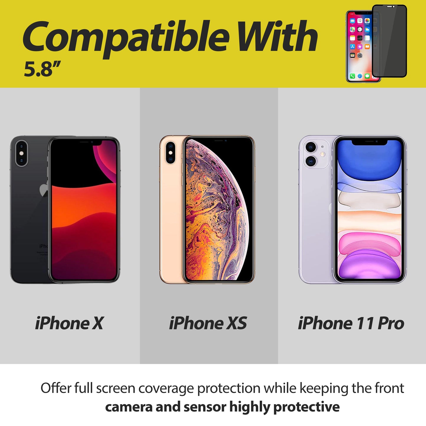 Anti-Spion Displayschutzfolie für iPhone – Sichtschutzfolie Privacy Schutzglas aus gehärtetem Glas, kratzfest, blasenfrei, einfache Installation für  16, 15, 14, 13, 12, 11, Pro & Pro Max