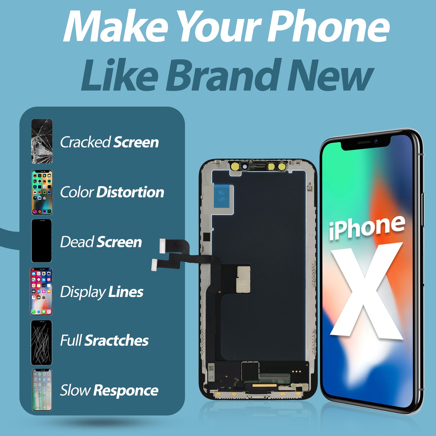 Display für iPhone Ersatzdisplay, Ersatzbildschirm mit 3D Touch, Digitizer & Rahmen – LCD/OLED Display für iPhone   für  16, 15, 14, 13, 12, 11, Pro & Pro Max, optional mit Werkzeugset