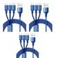 3-in-1 Ladekabel – Universelles 3-in-1 Kabel mit für Ios, für Iphone, USB-C & Micro USB – Schnelles Aufladen, High-Speed Datenübertragung, Knickfest & Knotenfrei – Kompatibel mit iPhone, Android, Tablets & mehr