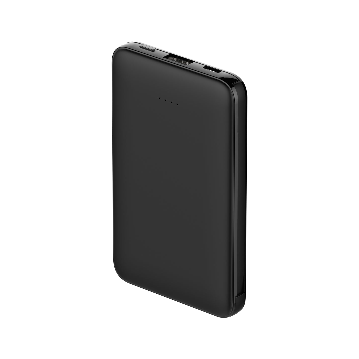 Powerbank 5000 mAh mit integriertem USB-C & Lightning Kabel – Zusatzakku mit Statusanzeige und USB-A/USB-C Anschluss