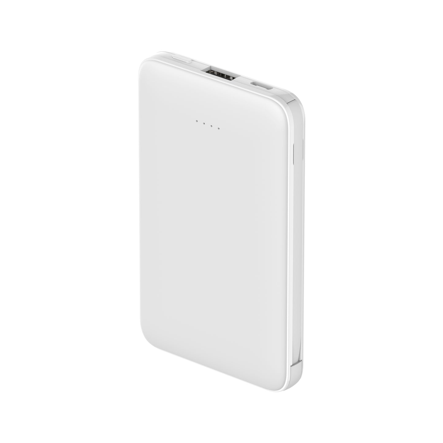 Powerbank 5000 mAh mit integriertem USB-C & Lightning Kabel – Zusatzakku mit Statusanzeige und USB-A/USB-C Anschluss