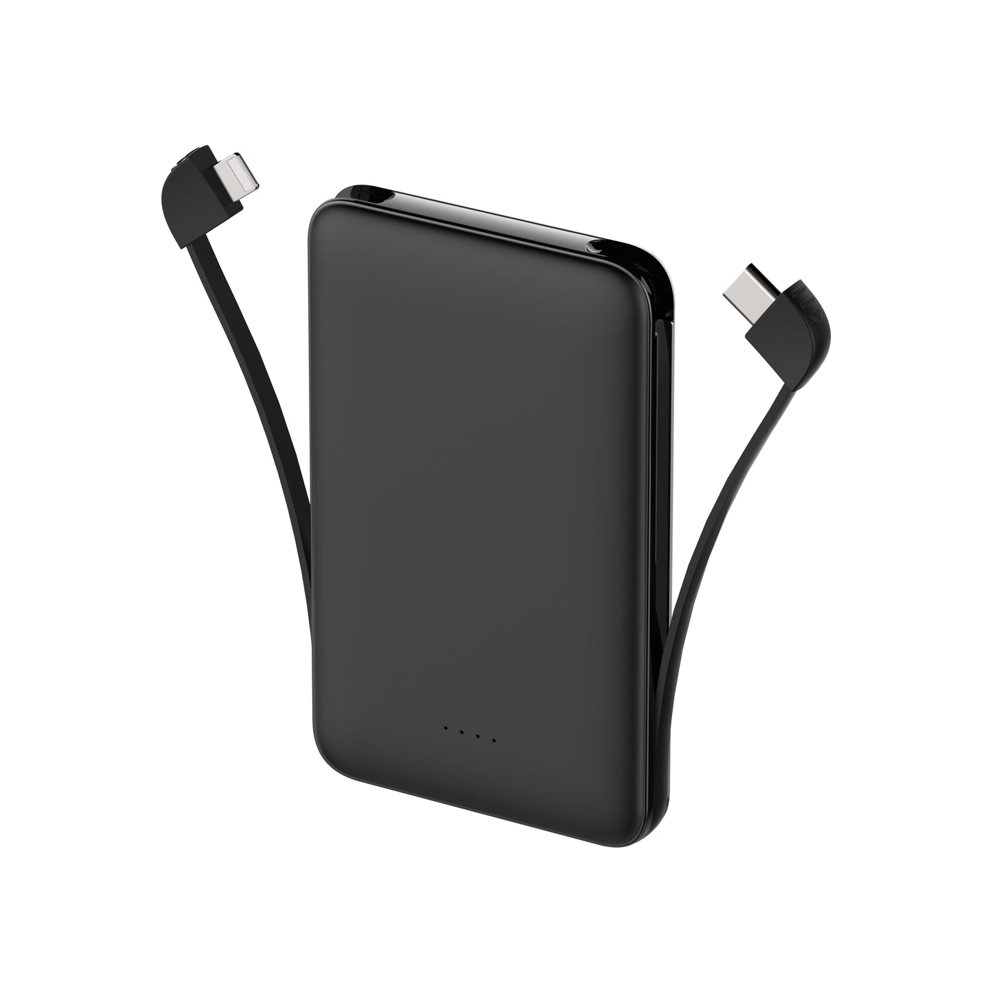 Powerbank 5000 mAh mit integriertem USB-C & Lightning Kabel – Zusatzakku mit Statusanzeige und USB-A/USB-C Anschluss