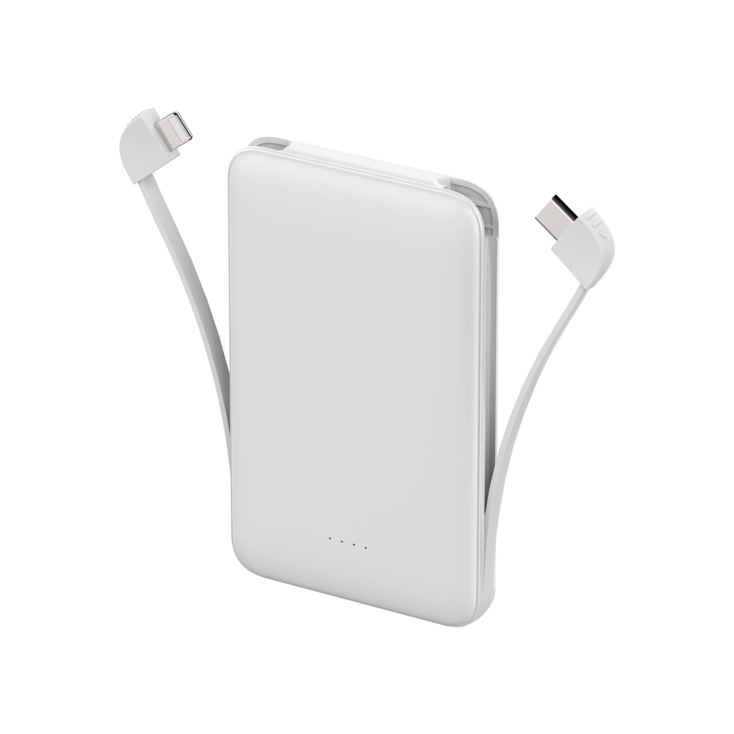 Powerbank 5000 mAh mit integriertem USB-C & Lightning Kabel – Zusatzakku mit Statusanzeige und USB-A/USB-C Anschluss
