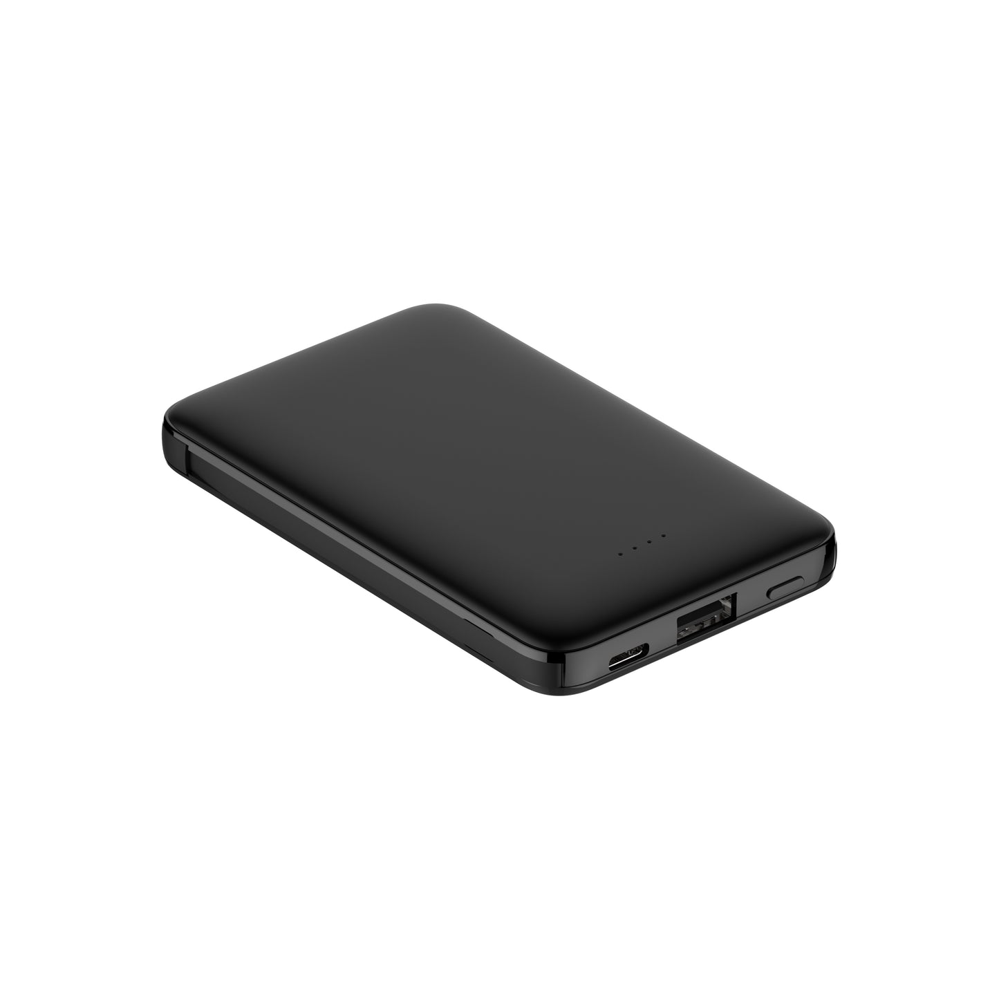 Powerbank 5000 mAh mit integriertem USB-C & Lightning Kabel – Zusatzakku mit Statusanzeige und USB-A/USB-C Anschluss