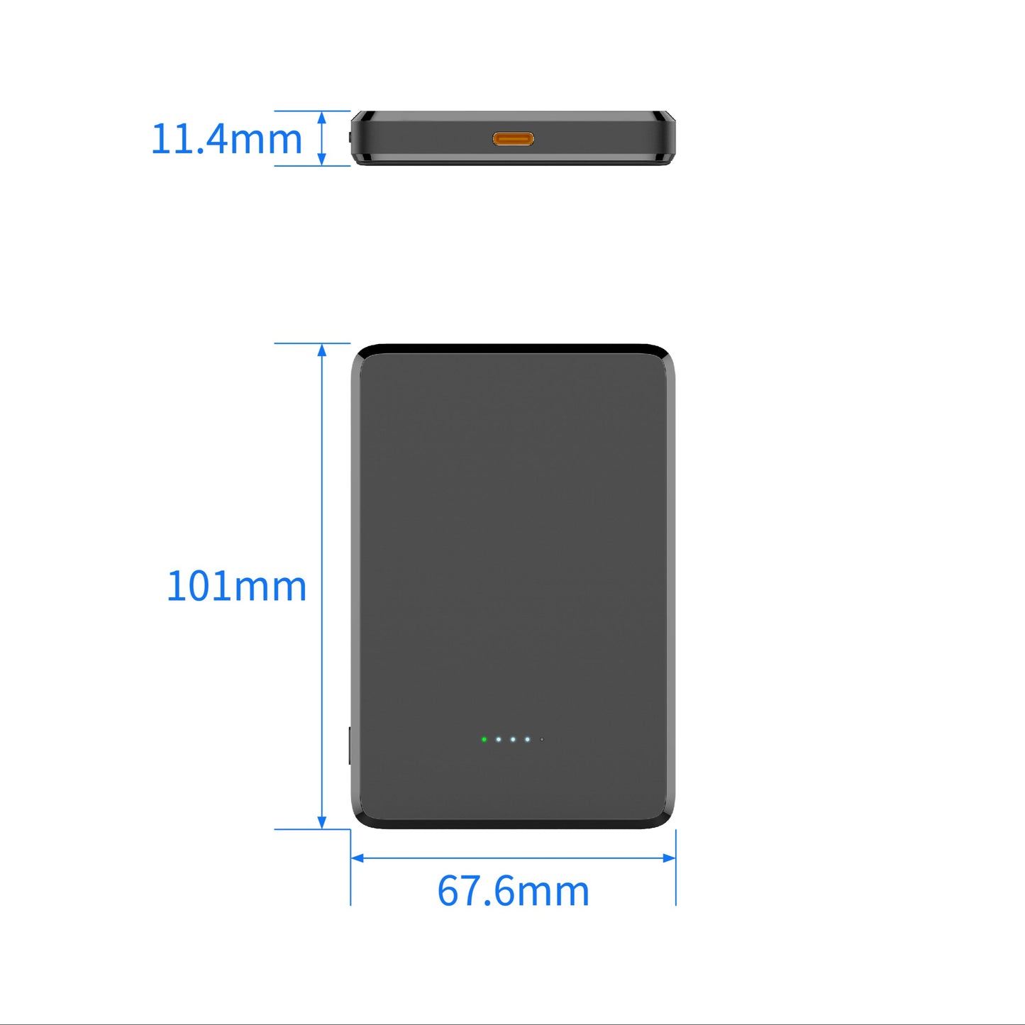 Powerbank 5.000 mAh mit MagSafe – Externer Akku mit USB-C, Display & kabelloser Ladefunktion