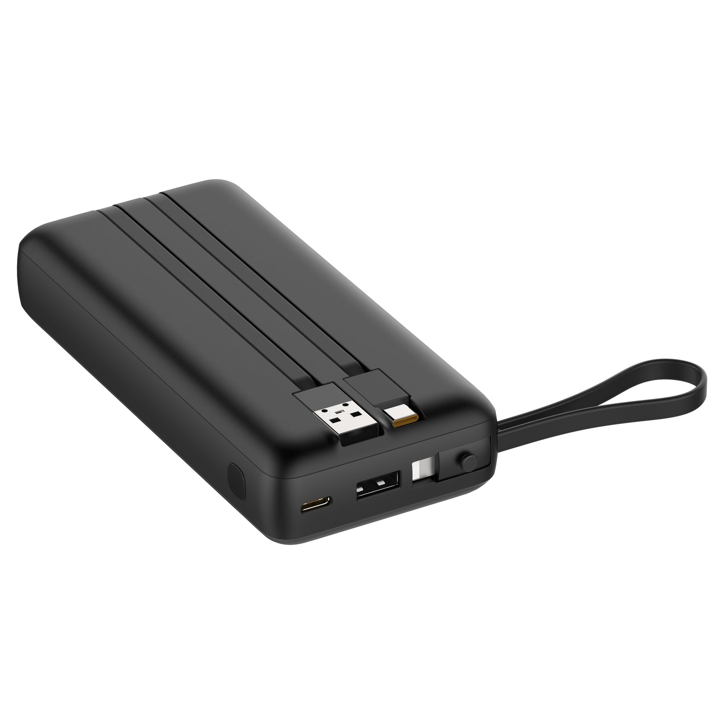 Powerbank 20.000 mAh mit integriertem USB-C-, USB-A- & Lightning-Kabel – Externer Akku mit Display und Schnellladefunktion