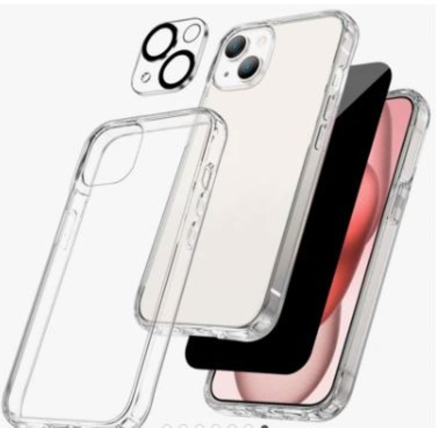 Handyhülle für iPhone + Schutz Glas + Kamera-Schutz – 3-in-1 Set, stoßfest, kratzfest, Sichtschutz  Schwarz oder Transparent