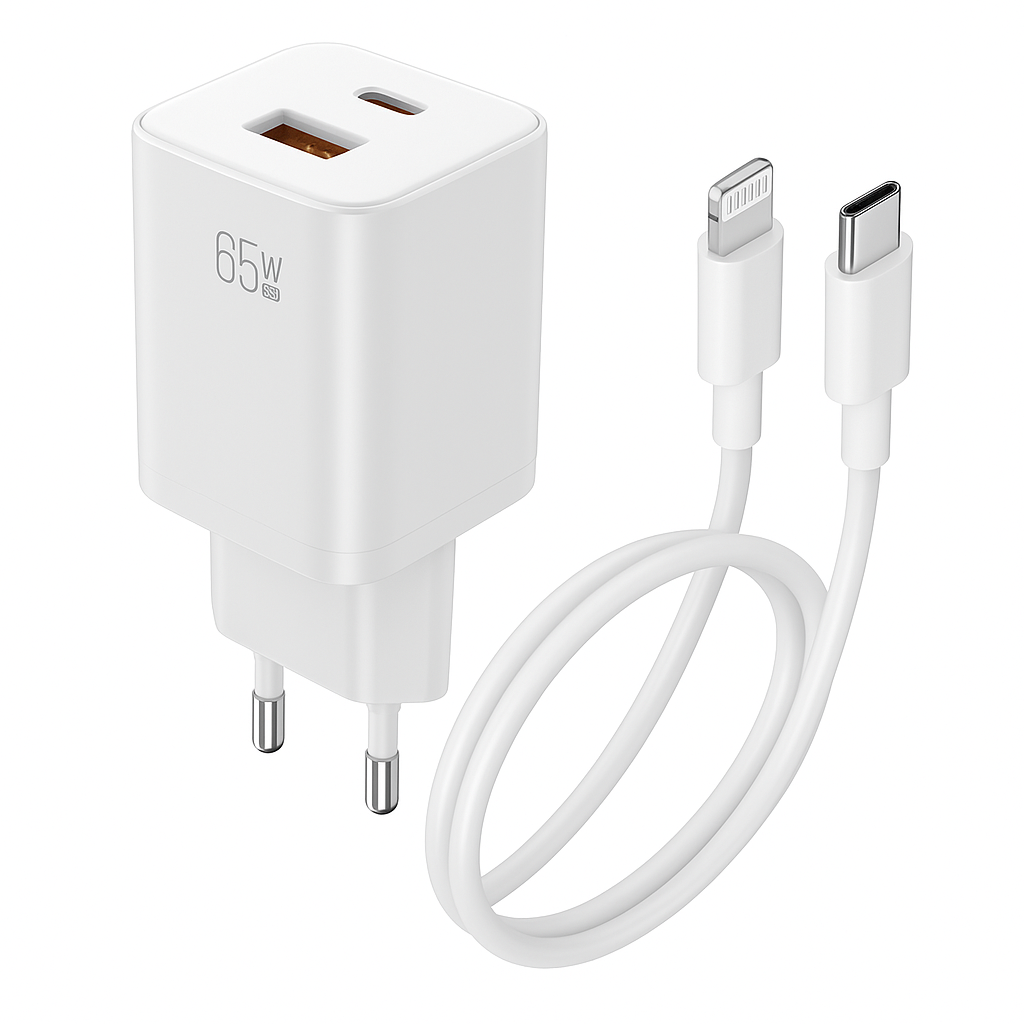Schnellladegerät USB-C Ladegerät 65 EUniverselles Netzteil  – Kompatibel mit MacBook, iPhone, Samsung & mehr