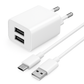 Doppel Schnellladegerät – 2x USB-A Ports – Kompatibel mit iPhone Samsung Galaxy iPad, Huawei, Xiaomi, OnePlus, Google Pixel