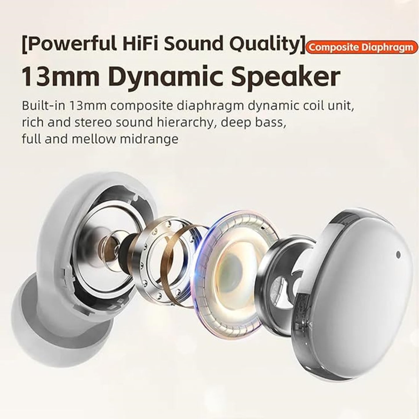 h24z E30 Bluetooth 5.3 Kopfhörer In-Ear – Kabellos TWS mit Dual-HD-Mikrofon, Geräuschunterdrückung, 13mm Treiber, 24h Akku, USB-C Schnellladung, IPX5 Wasserdicht, LED-Anzeige, Touch Steuerung, Kompatibel mit iPhone, Samsung, Xiaomi