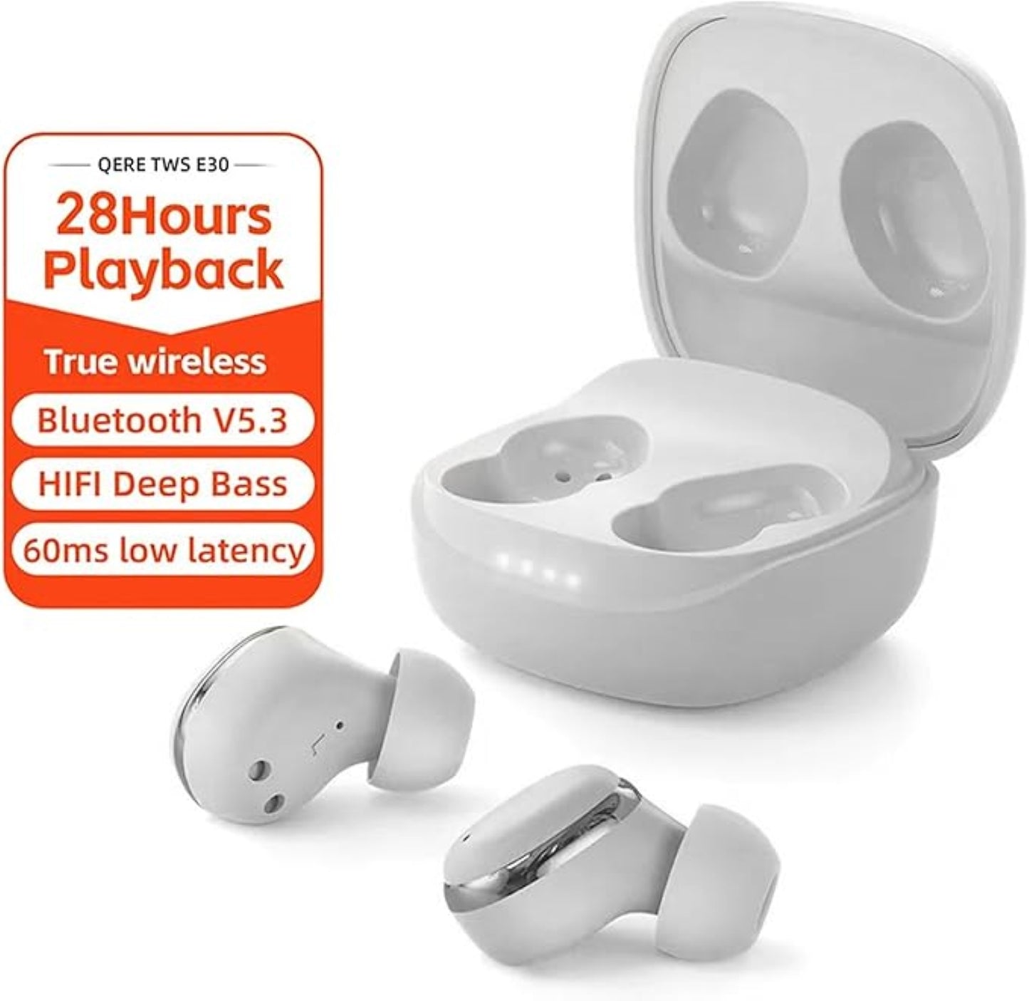 h24z E30 Bluetooth 5.3 Kopfhörer In-Ear – Kabellos TWS mit Dual-HD-Mikrofon, Geräuschunterdrückung, 13mm Treiber, 24h Akku, USB-C Schnellladung, IPX5 Wasserdicht, LED-Anzeige, Touch Steuerung, Kompatibel mit iPhone, Samsung, Xiaomi