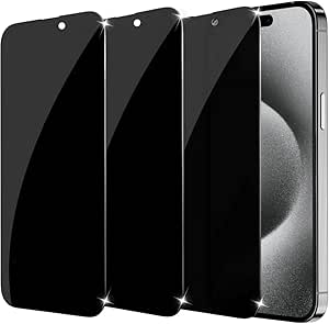 9H Härte, Anti-Spiegel, Sichtschutzfolie,Kratzfest, Touch Empfindlich, 2.5D Gebogen, Einfaches Anbringen - Kompatibel mit iPhone 16, 15, 14, 13, 12, 11, Pro, Pro Max und weitere Maximaler Schutz mit Privacy Schutz Glas für iPhone