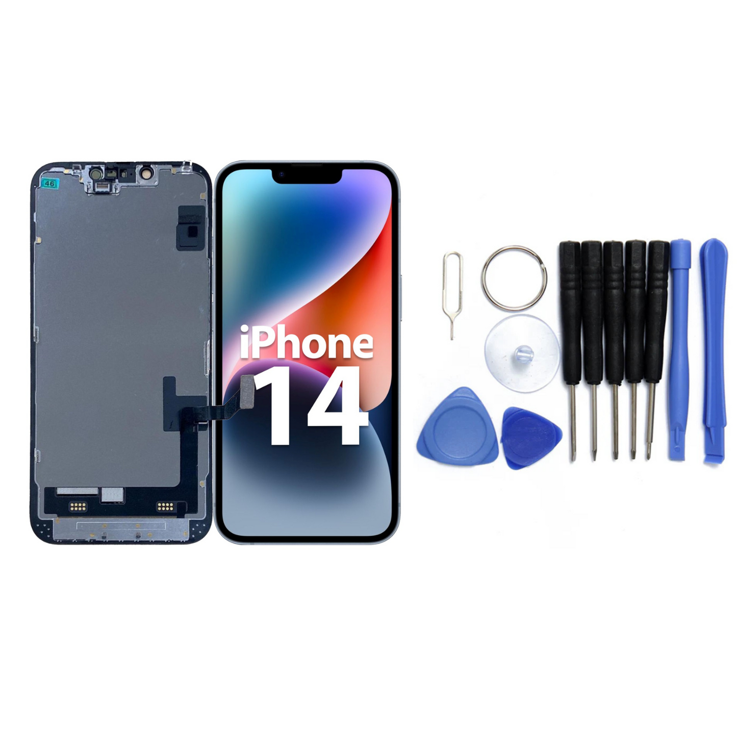 Display für iPhone Ersatzdisplay, Ersatzbildschirm mit 3D Touch, Digitizer & Rahmen – LCD/OLED Display für iPhone   für  16, 15, 14, 13, 12, 11, Pro & Pro Max, optional mit Werkzeugset