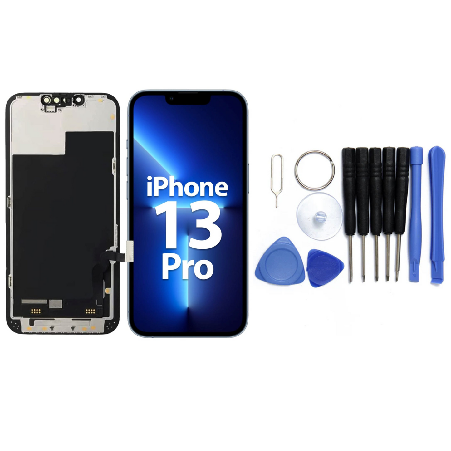 Display für iPhone Ersatzdisplay, Ersatzbildschirm mit 3D Touch, Digitizer & Rahmen – LCD/OLED Display für iPhone   für  16, 15, 14, 13, 12, 11, Pro & Pro Max, optional mit Werkzeugset