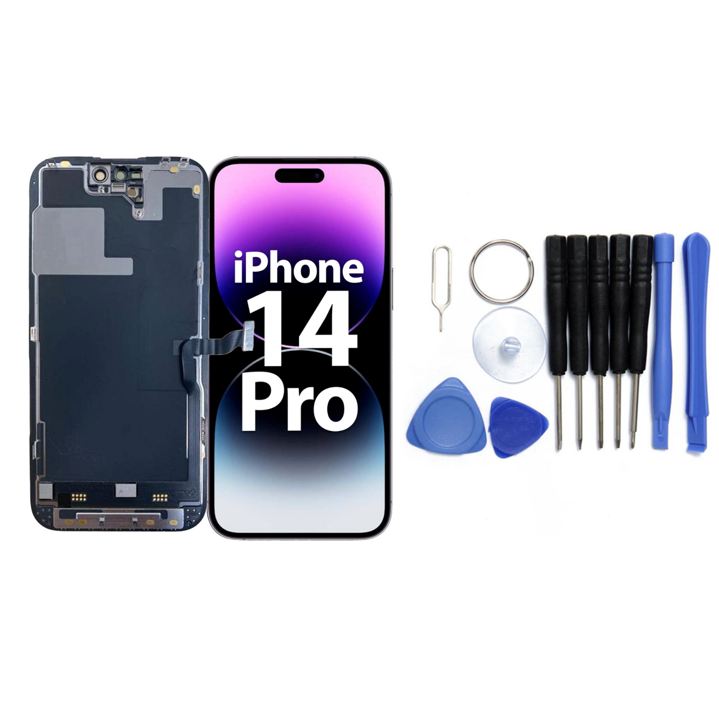 Display für iPhone Ersatzdisplay, Ersatzbildschirm mit 3D Touch, Digitizer & Rahmen – LCD/OLED Display für iPhone   für  16, 15, 14, 13, 12, 11, Pro & Pro Max, optional mit Werkzeugset