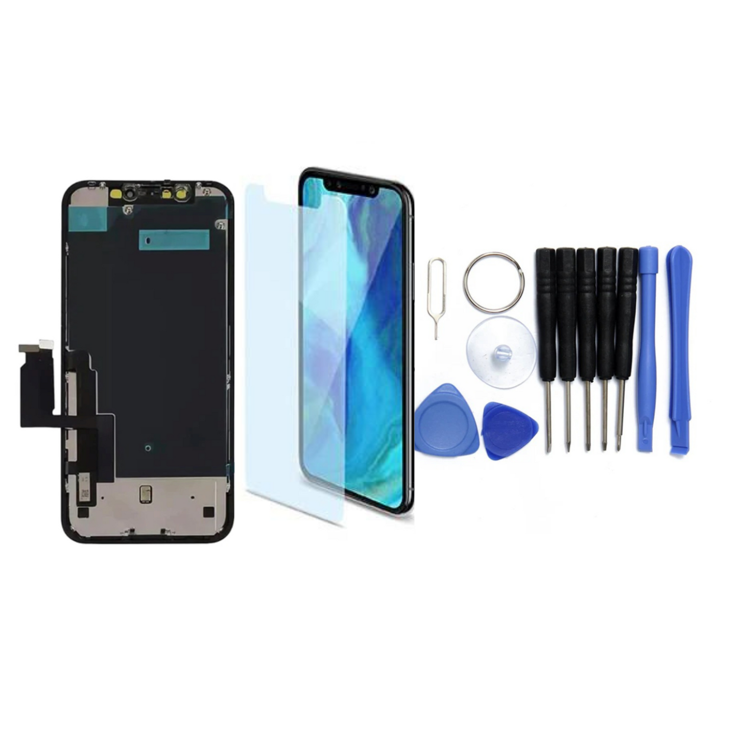 Display für iPhone Ersatzdisplay, Ersatzbildschirm mit 3D Touch, Digitizer & Rahmen – LCD/OLED Display für iPhone   für  16, 15, 14, 13, 12, 11, Pro & Pro Max, optional mit Werkzeugset