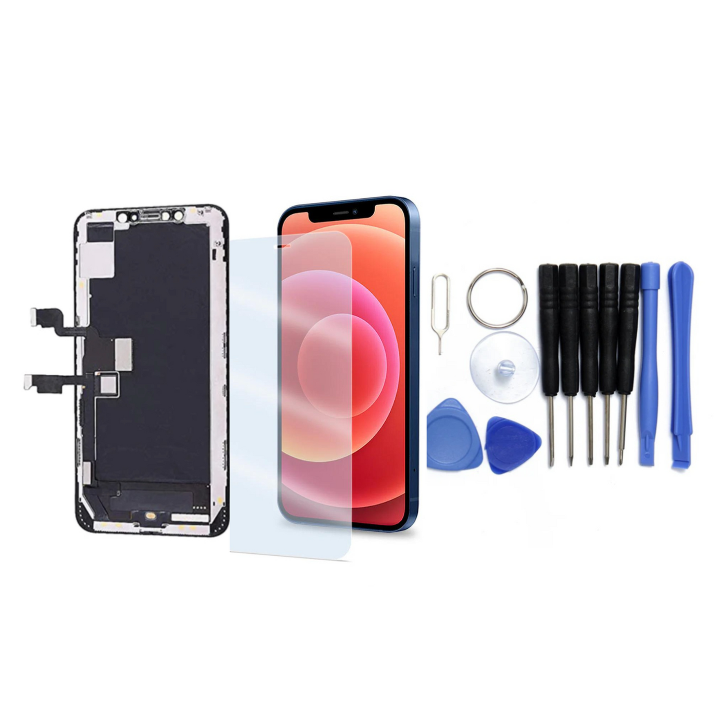 Display für iPhone Ersatzdisplay, Ersatzbildschirm mit 3D Touch, Digitizer & Rahmen – LCD/OLED Display für iPhone   für  16, 15, 14, 13, 12, 11, Pro & Pro Max, optional mit Werkzeugset
