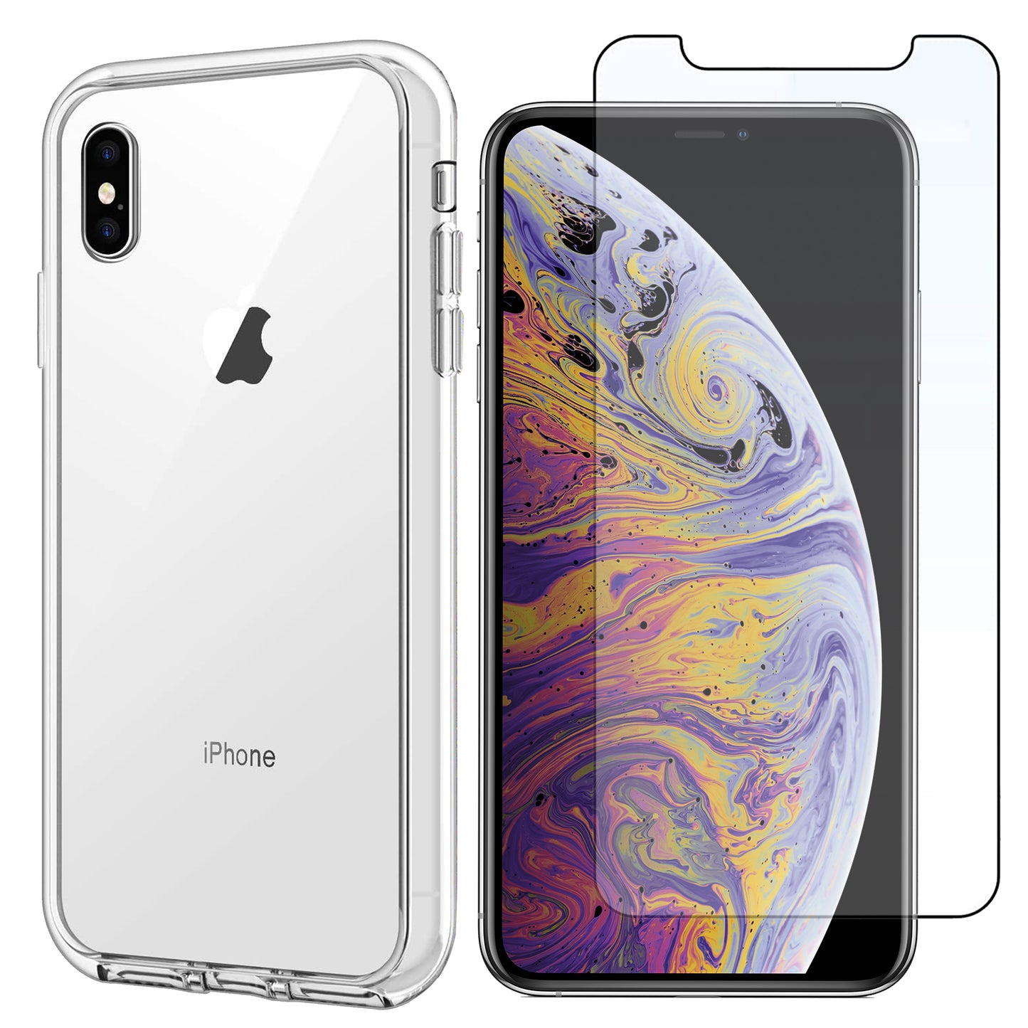 Hülle für iPhone Handyhülle Transparent, durchsichtig Schutzhülle, iPhone Clear Case, Stoßfest, Kratzfest mit Displayschutz