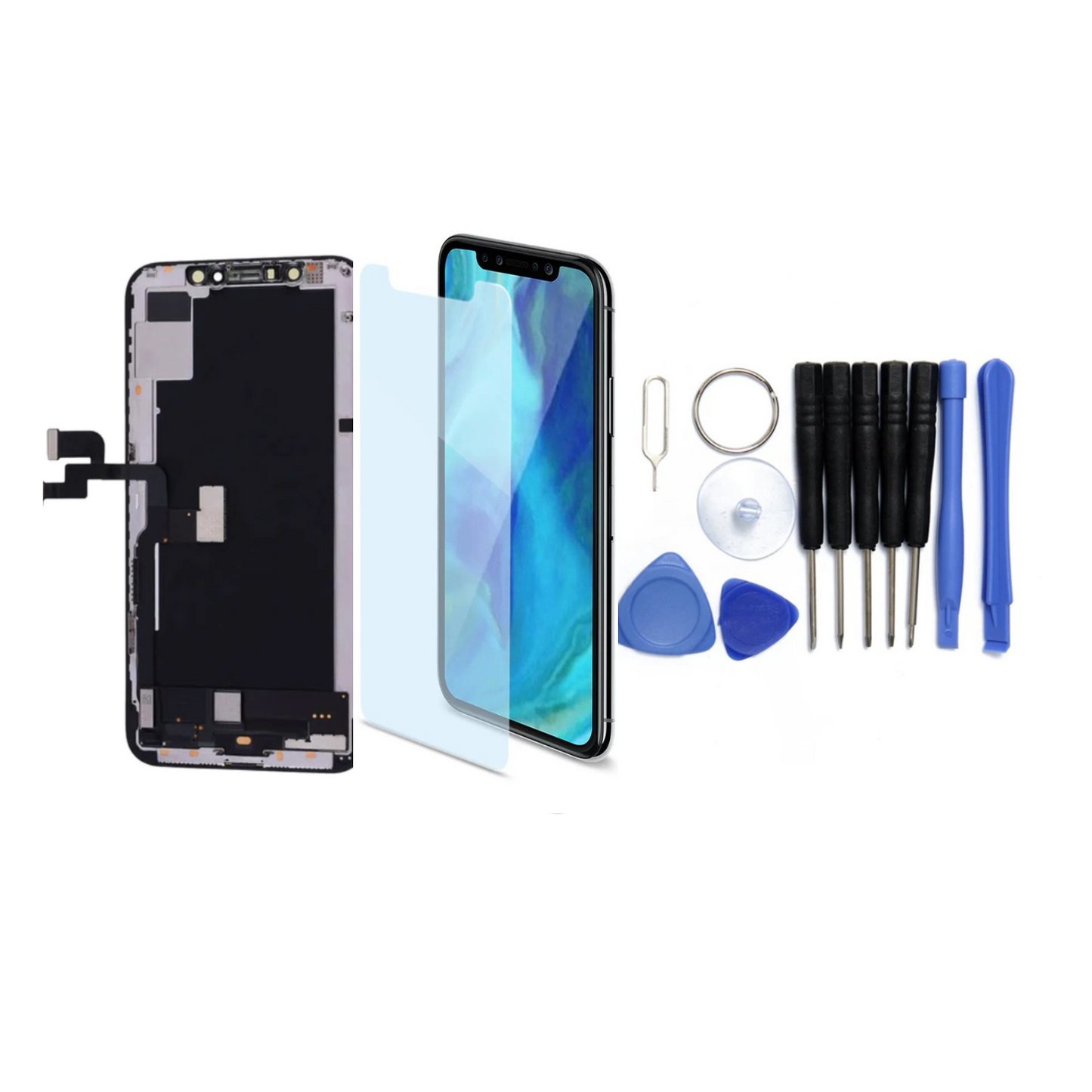 Display für iPhone Ersatzdisplay, Ersatzbildschirm mit 3D Touch, Digitizer & Rahmen – LCD/OLED Display für iPhone   für  16, 15, 14, 13, 12, 11, Pro & Pro Max, optional mit Werkzeugset